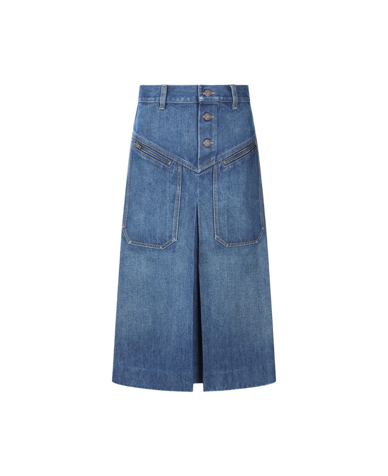 Chloé Blue Cotton Midi Skirt - HAZY BLUE