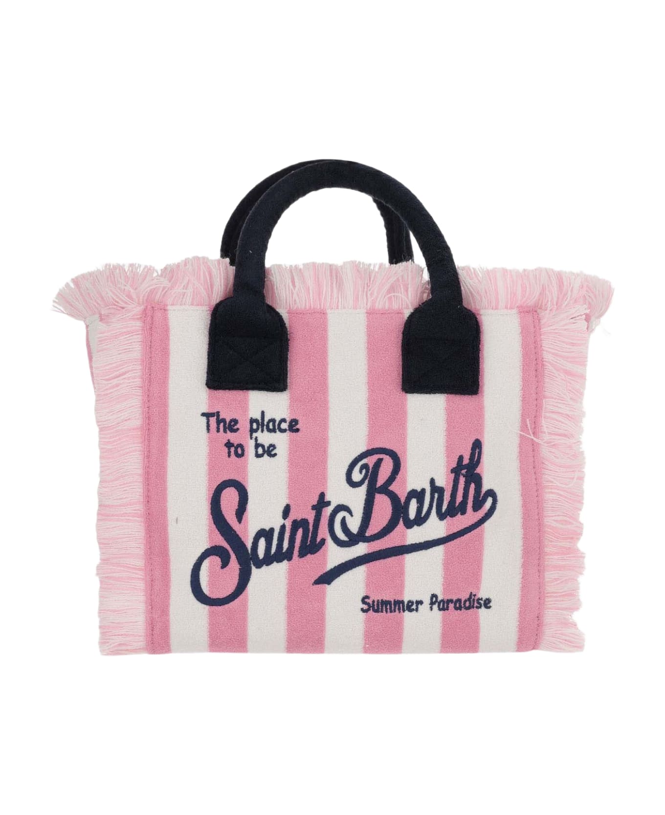 MC2 Saint Barth Colette Tote Bag With Striped Pattern And Logo - Pink