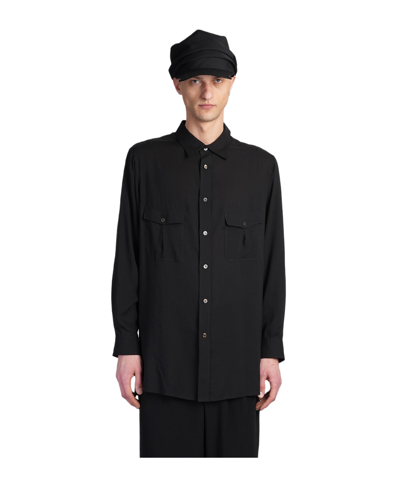 Yohji Yamamoto Shirt In Black Cellulose - black