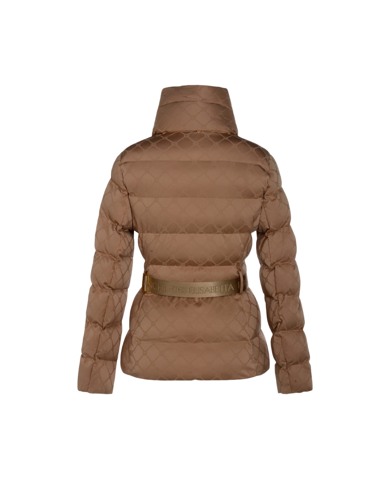 Elisabetta Franchi Brown Down Jacket - HONEY