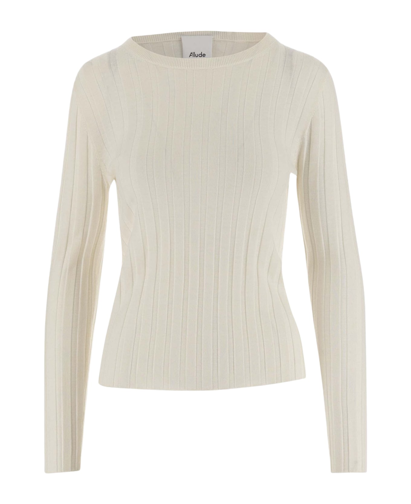 Allude Ribbed Wool Pullover - White