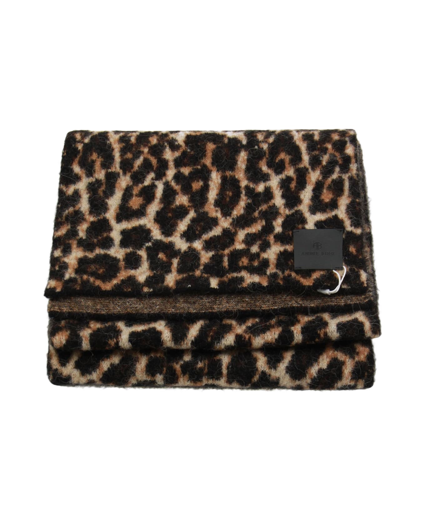 Anine Bing Leopard Wool Scarf - Brown
