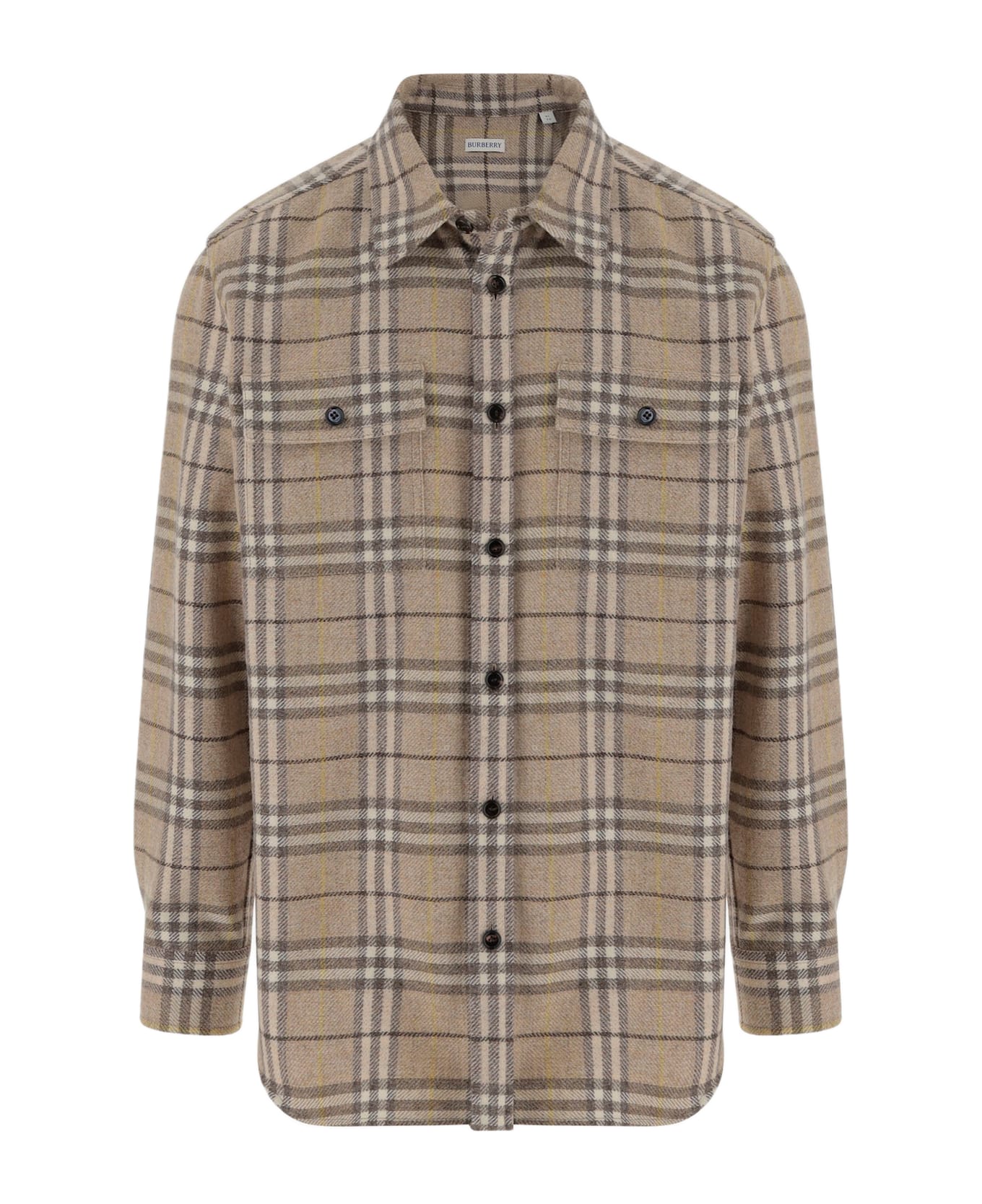 Burberry Check Pattern Wool Shirt - Beige