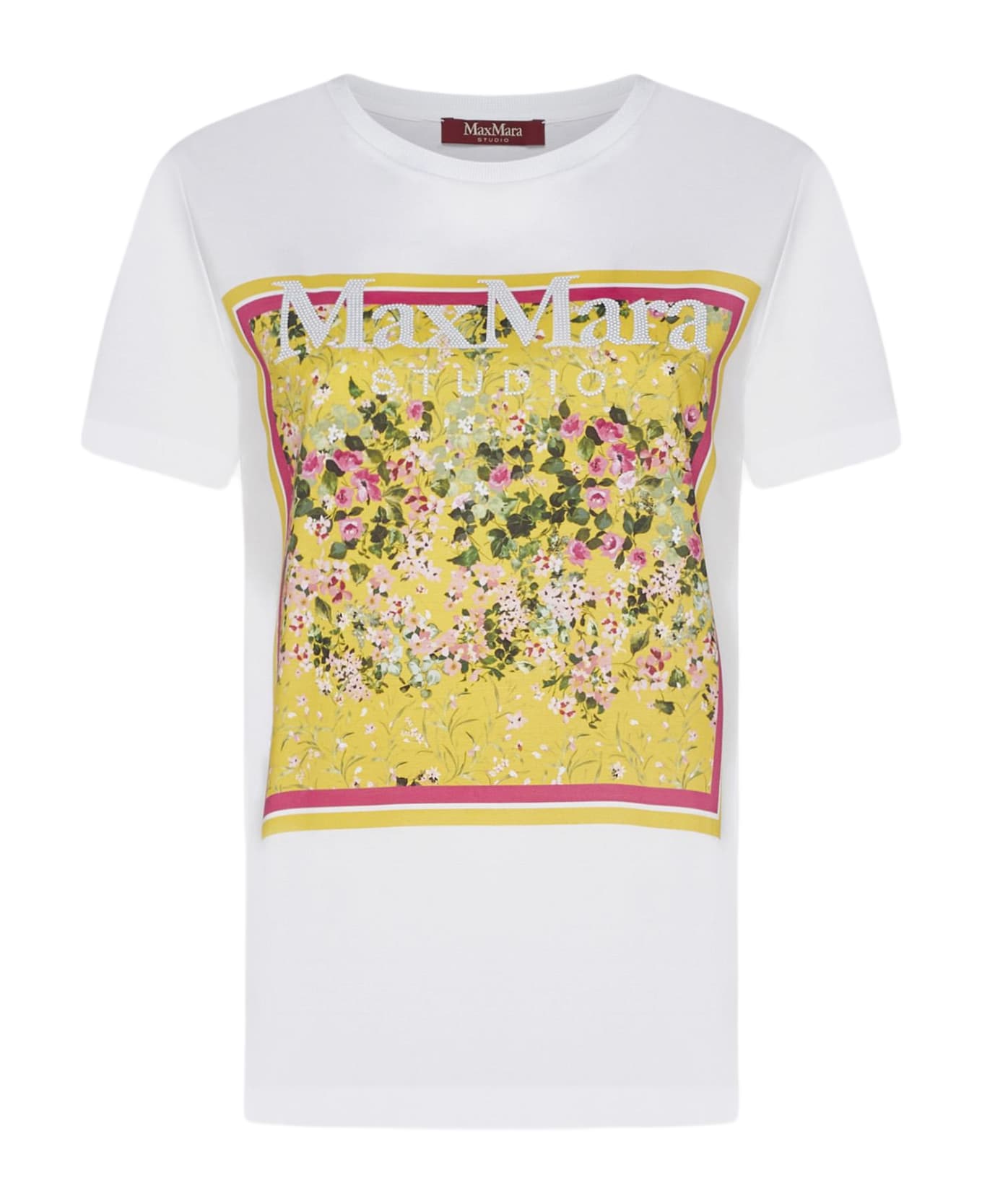 Max Mara Studio Rita Print Cotton T-shirt - White Tシャツ