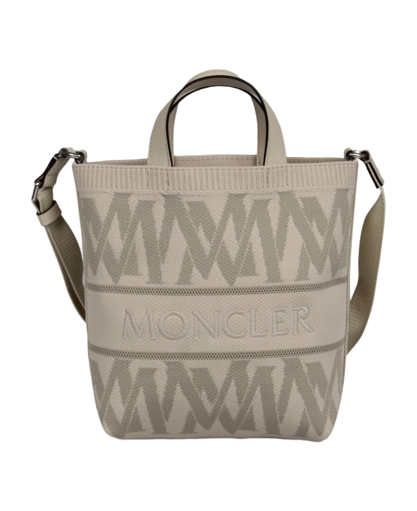Moncler Mini Knit Tote Bag - SANDRO charm detail embossed logo tote bag Grün