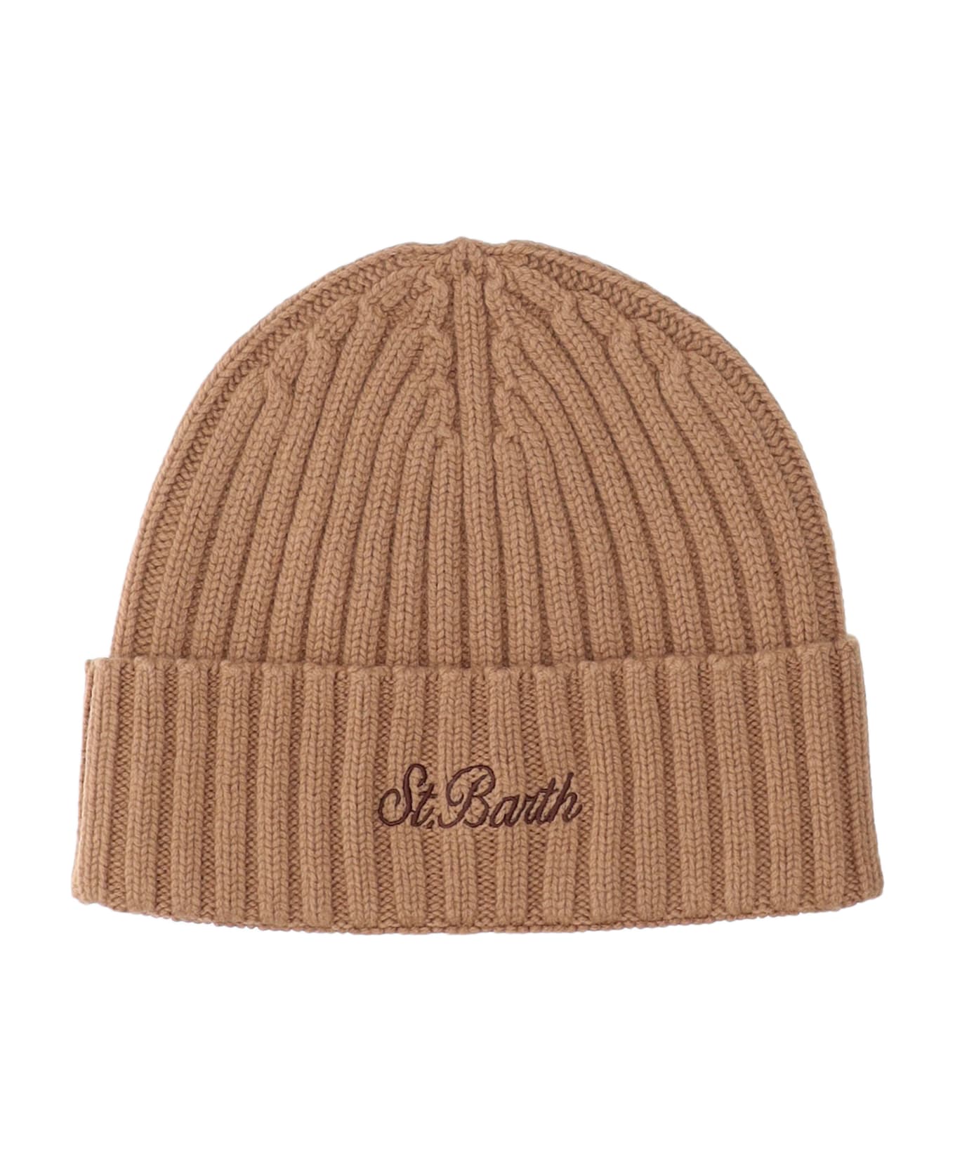 MC2 Saint Barth Wool Blend Beanie With Logo - Brown