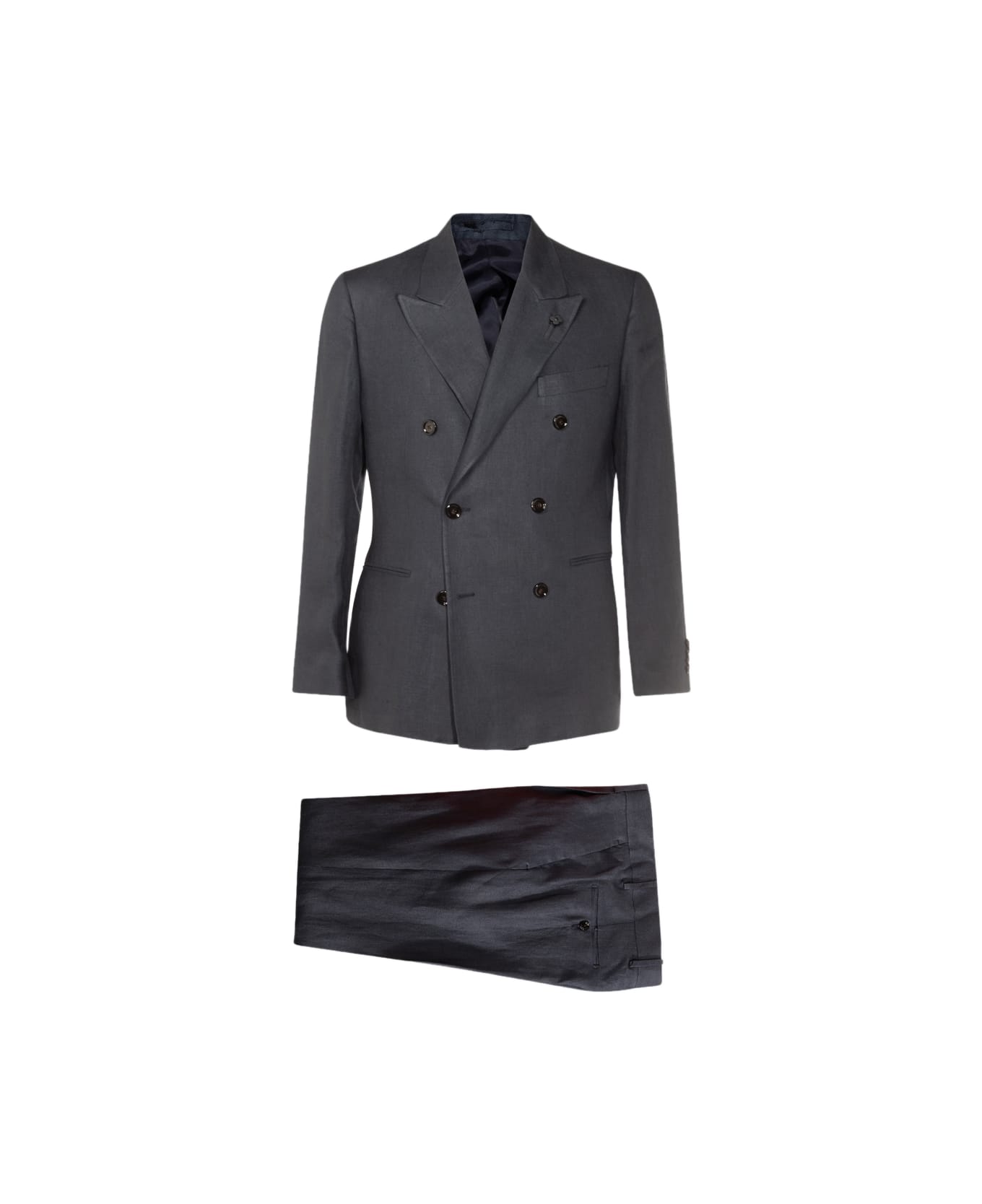 Lardini Grey Linen Suits - Grey