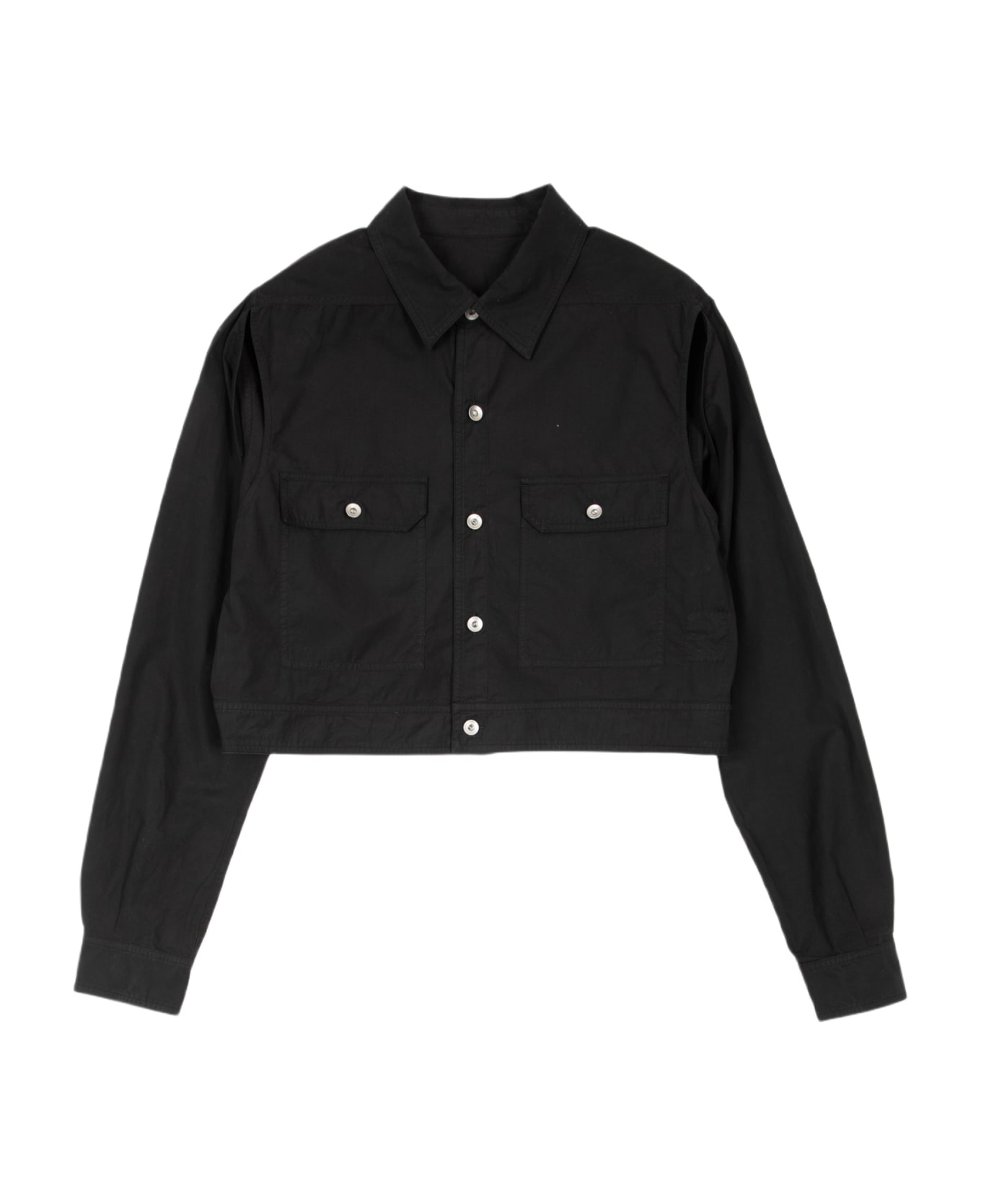 DRKSHDW Cape Sleeve Cropped Outershirt Black poplin cotton outershirt - Cape sleeve cropped outershirt - Nero