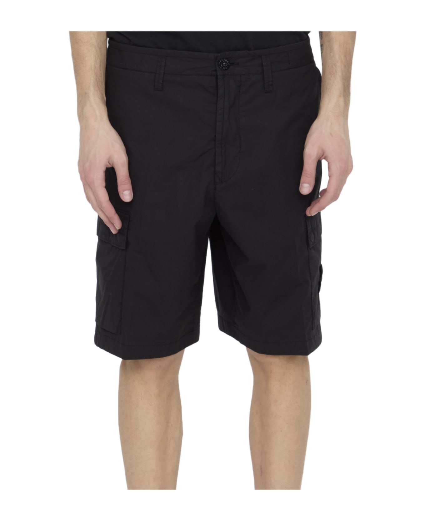 Stone Island Cargo Bermuda Shorts - Black