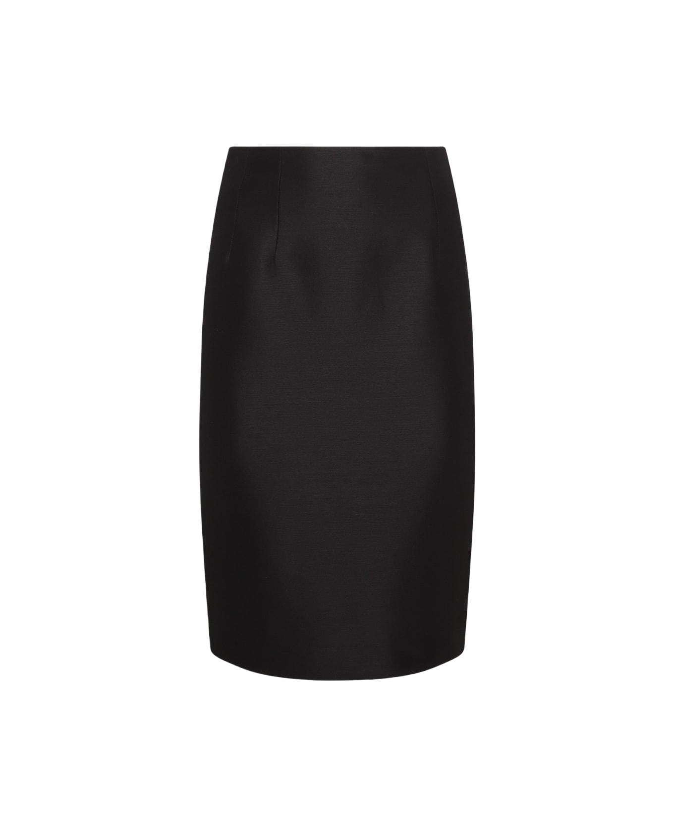Versace Black Wool And Silk Blend Pencil Skirt - Black