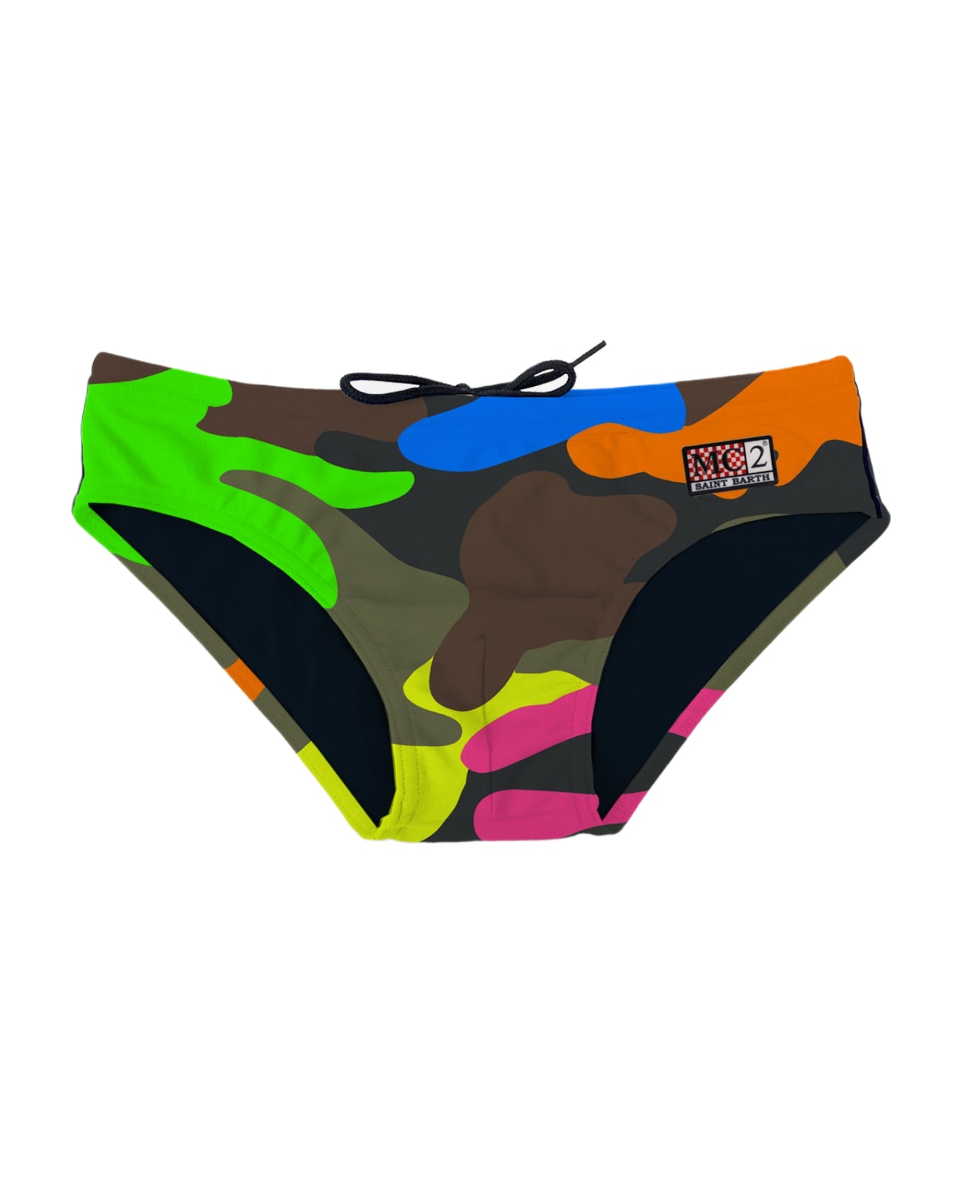 MC2 Saint Barth Man Swim Briefs With Multicolor Camouflage Print - FLUO 水着