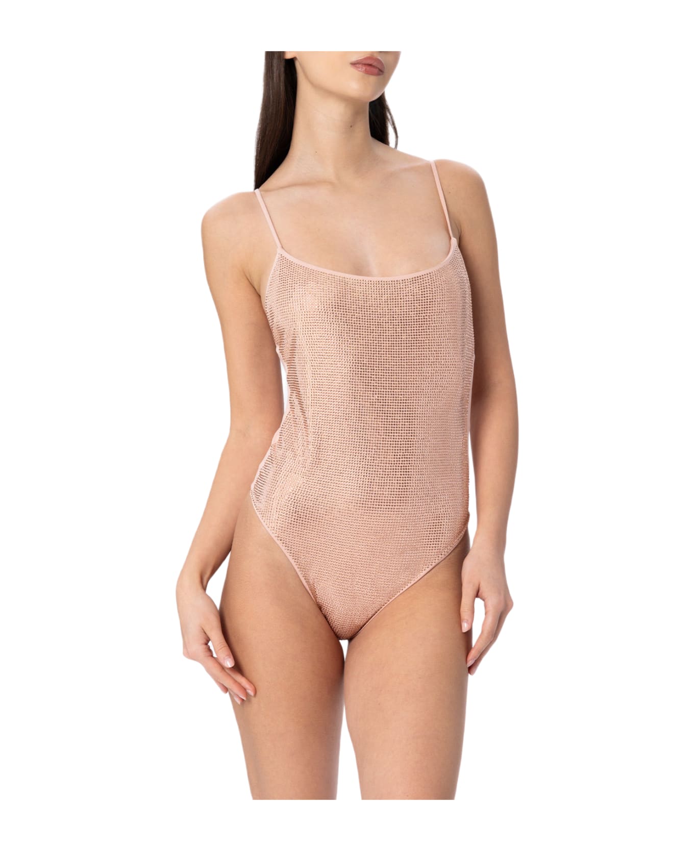 MC2 Saint Barth Woman Pale One-piece Swimsuit Cecille With Rhinestones - PINK
