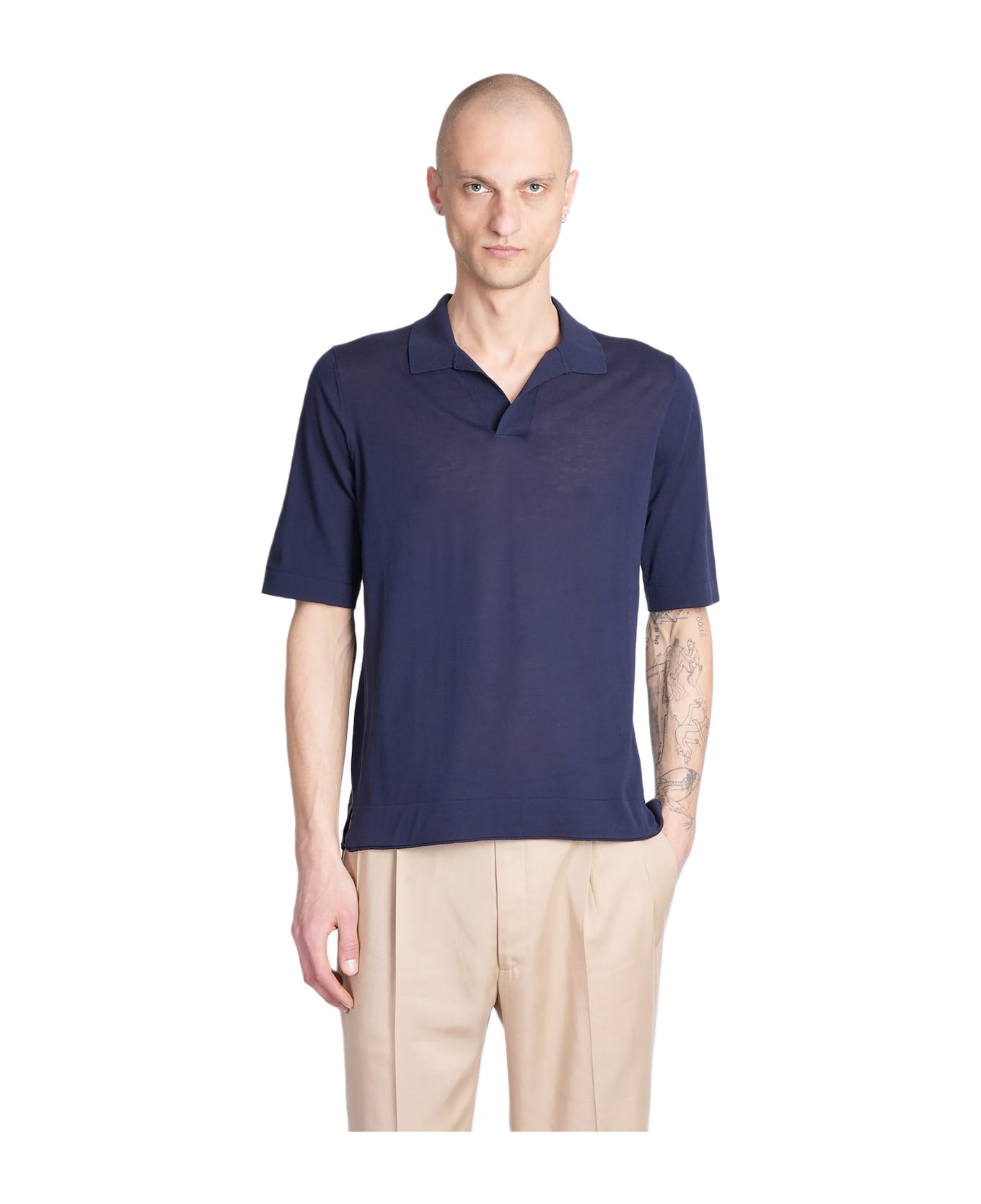 Ballantyne Polo In Blue Cotton - blue