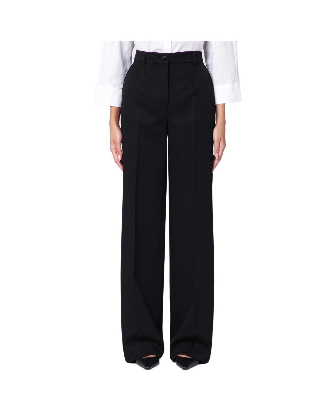 Dolce 
Gabbana Black Wool Flared Trousers - Nero