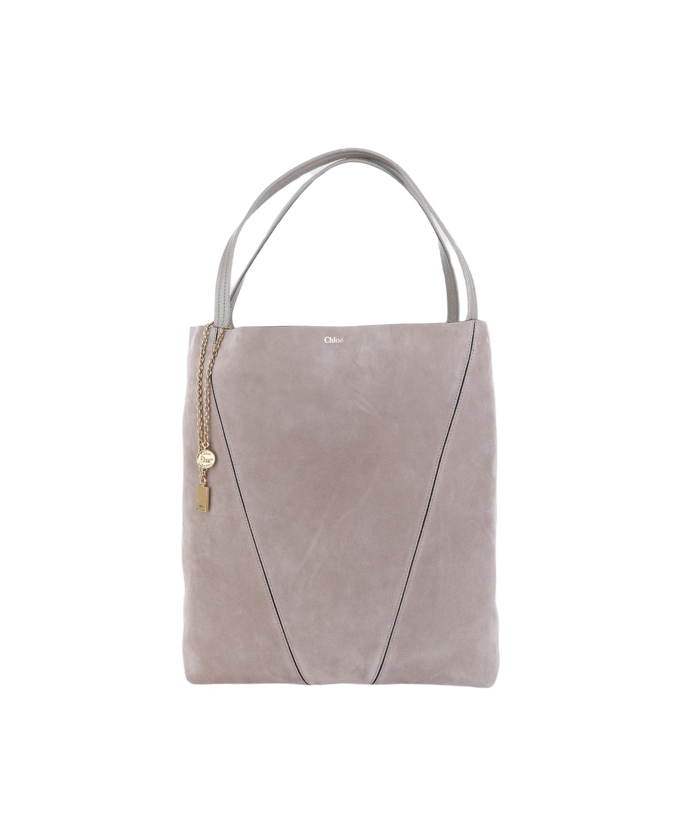 Chloé Motly Grey Suede Spin Tote Bag - Grey