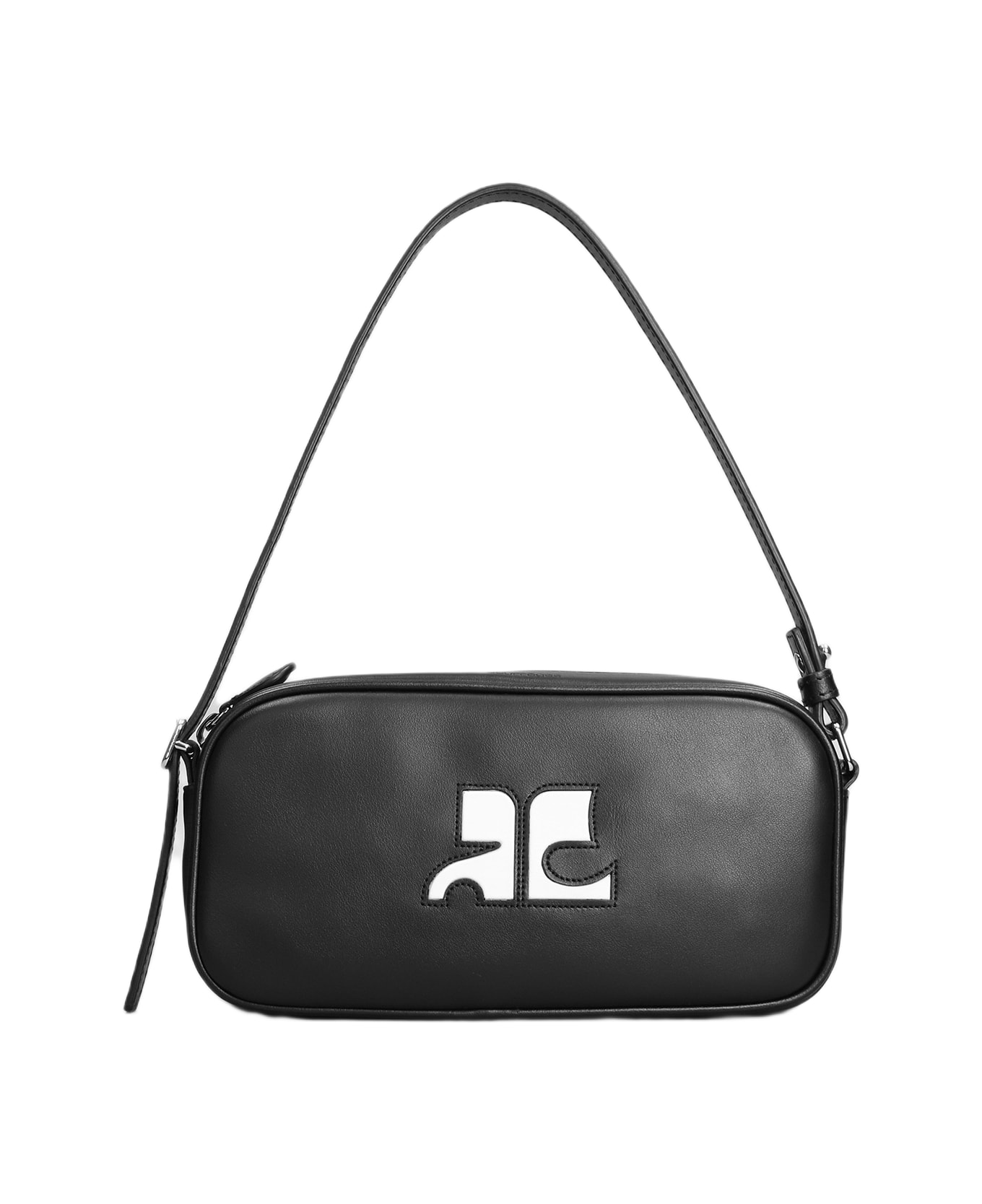 Courrèges Baguette Hand Bag In Black Leather - black