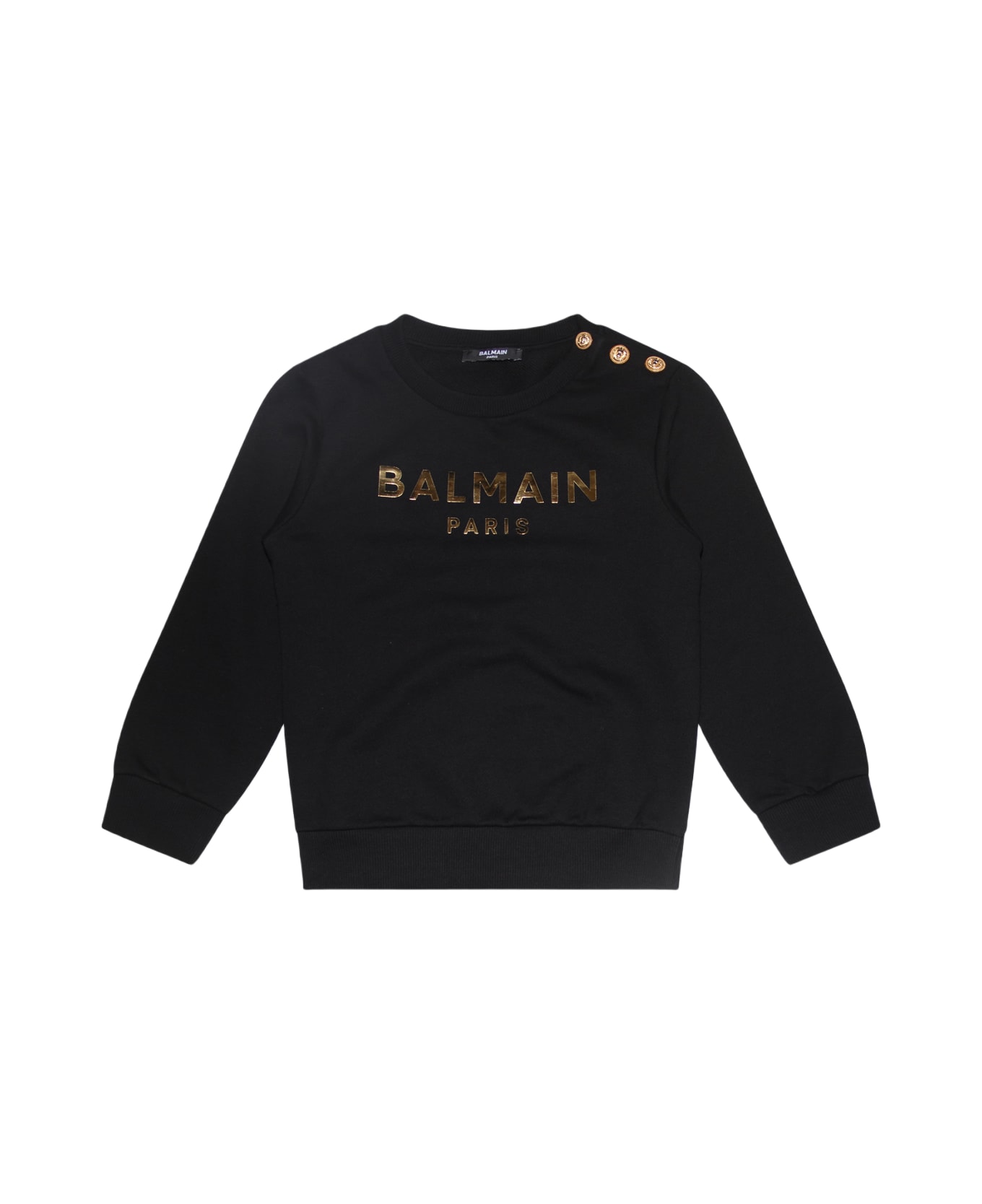 Balmain Black And Gold-tone Cotton Sweatshirt - Black