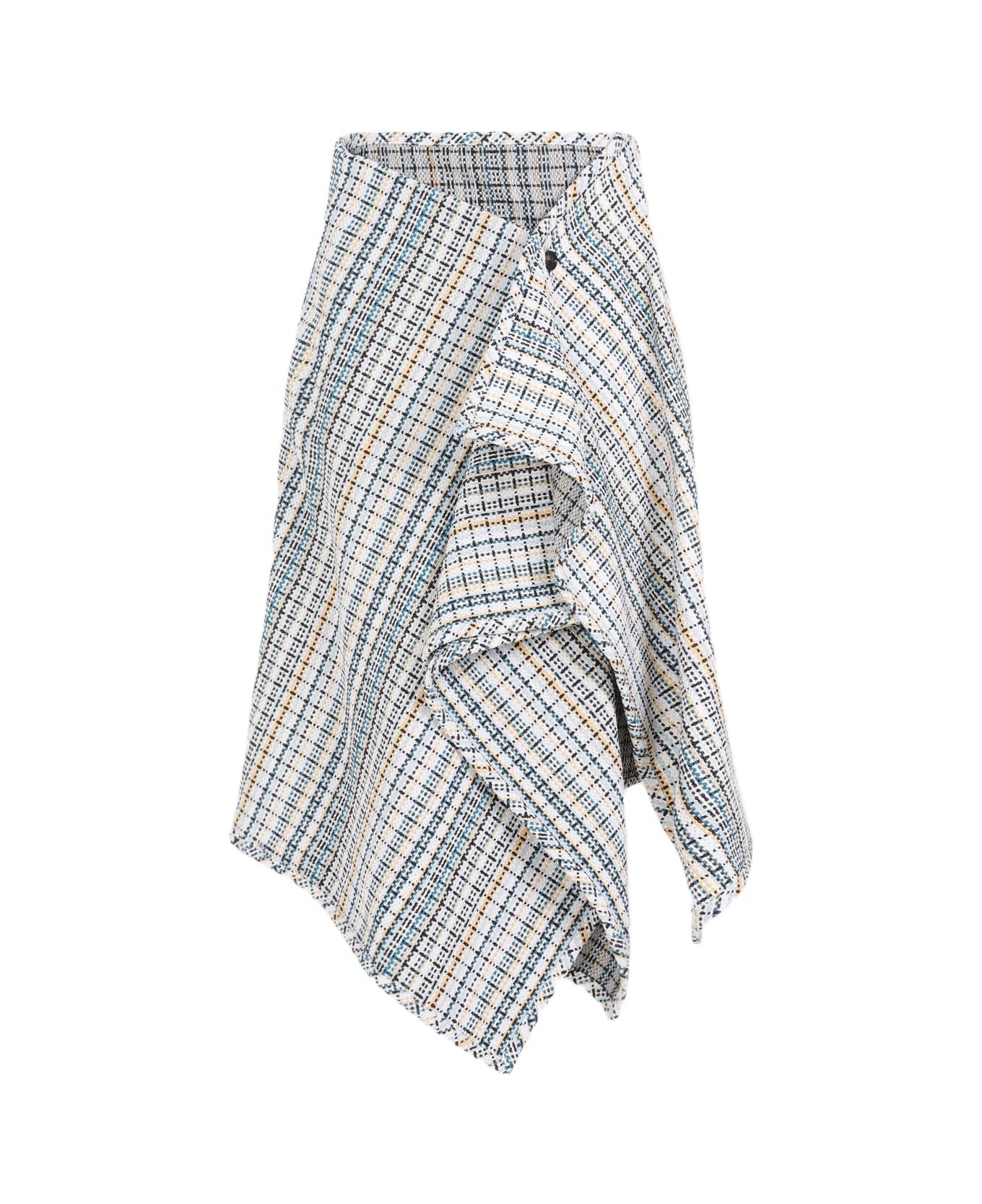 Bottega Veneta Cotton Check Skirt - White Peacock Butter