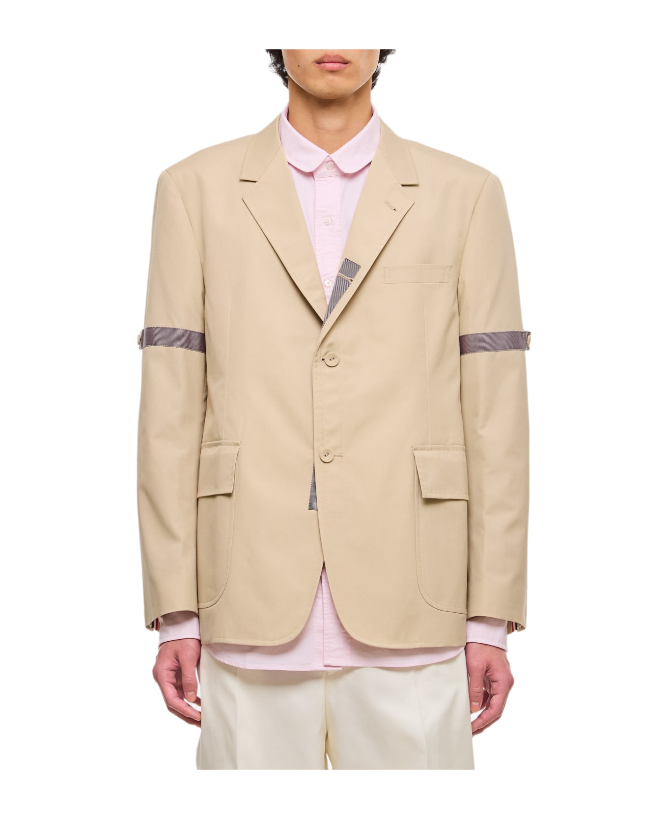Thom Browne Unstructured Straight Fit Jacket - Beige