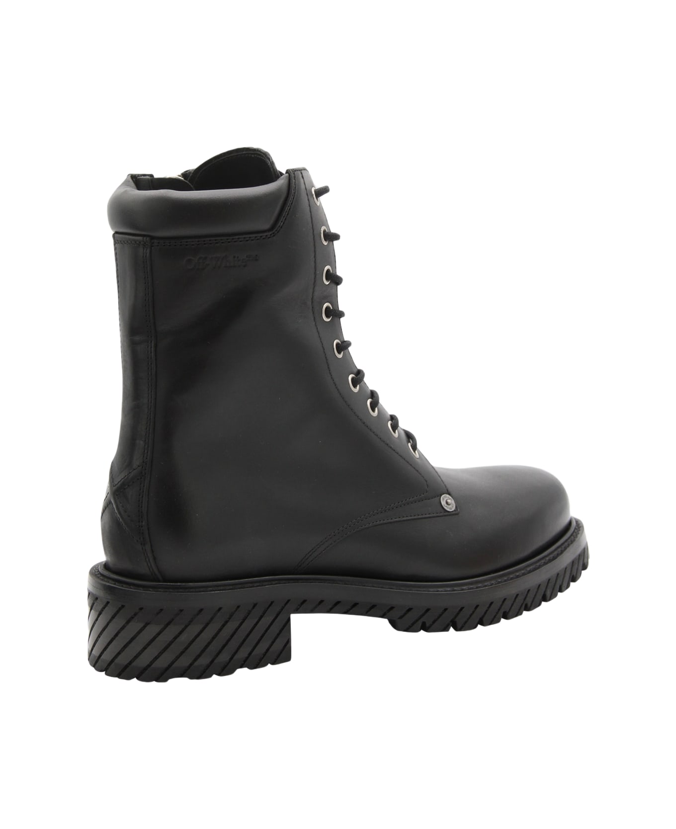 Off-White Black Leather Boots - Black