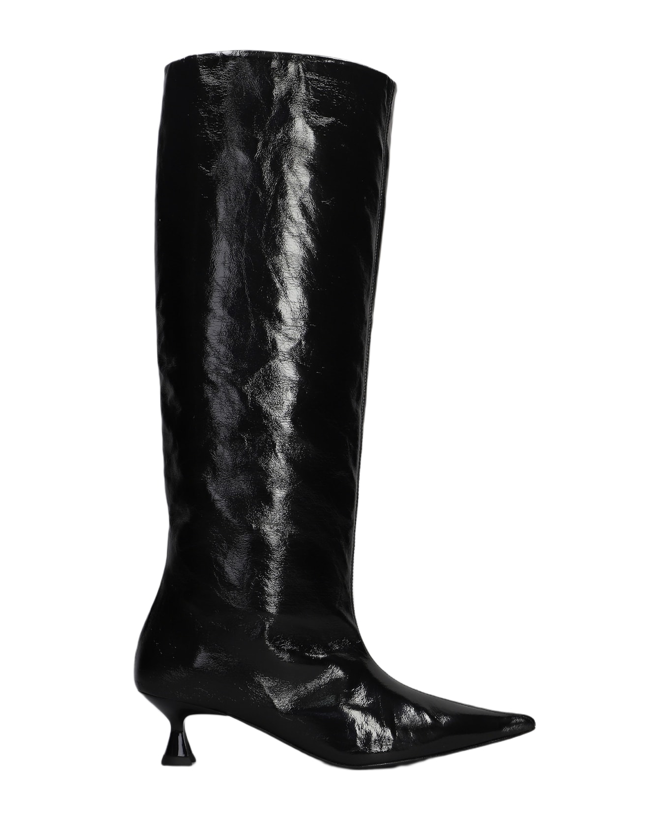 Ganni Low Heels Boots In Black Polyester - black