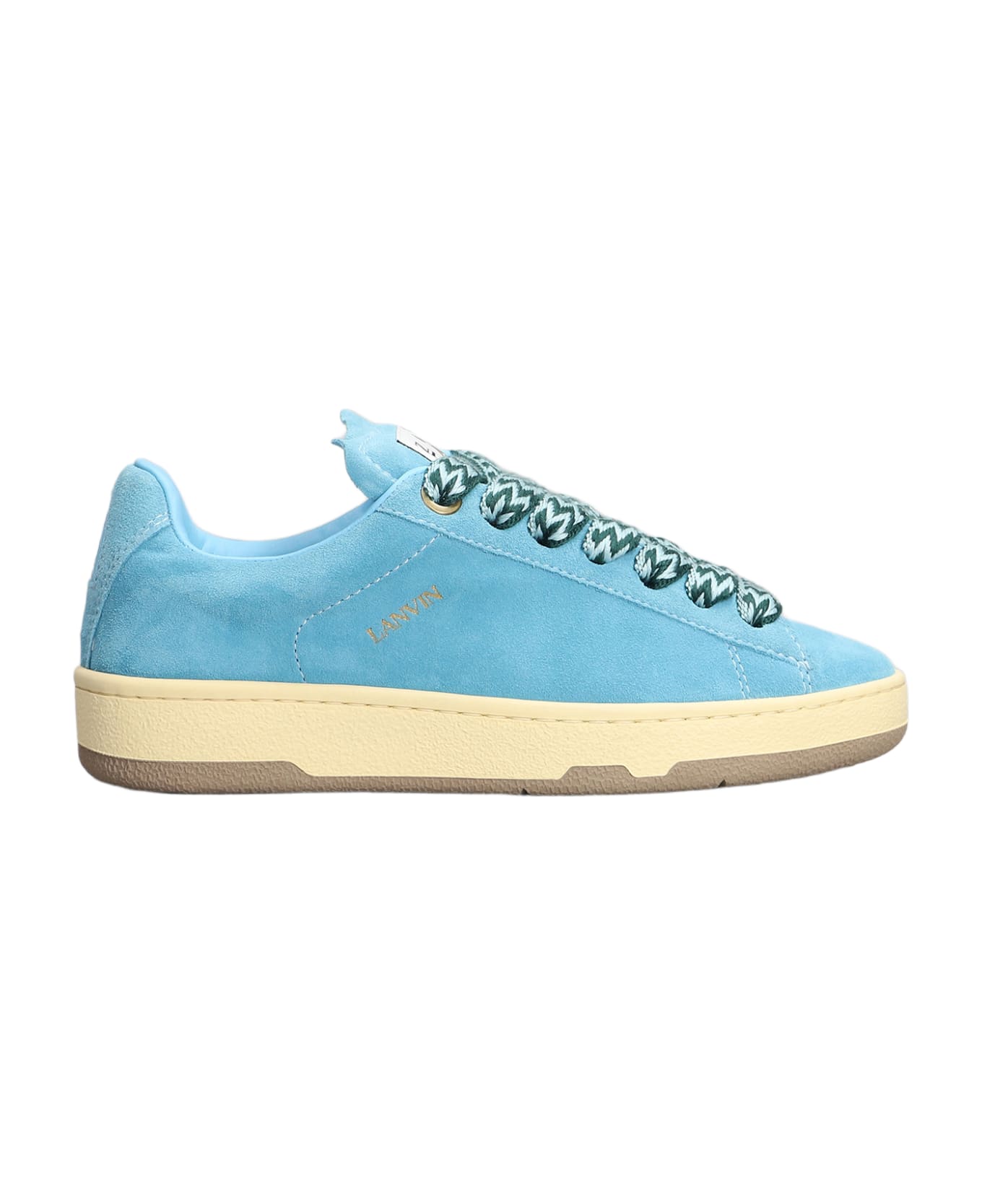 Lanvin Lite Curb Sneakers In Cyan Suede - cyan
