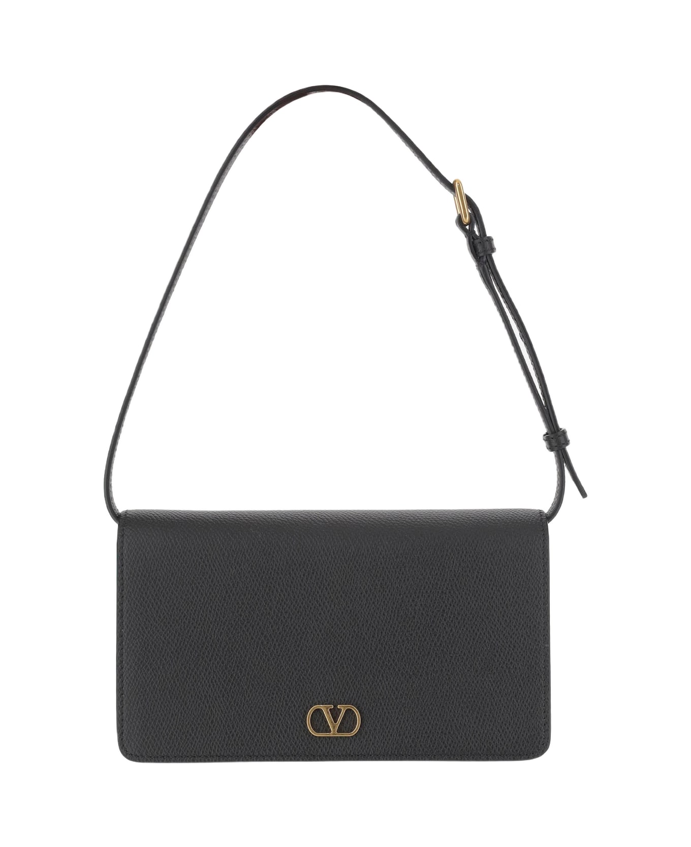 Valentino Garavani Black Leather Vlogo Signature Clutch - NERO