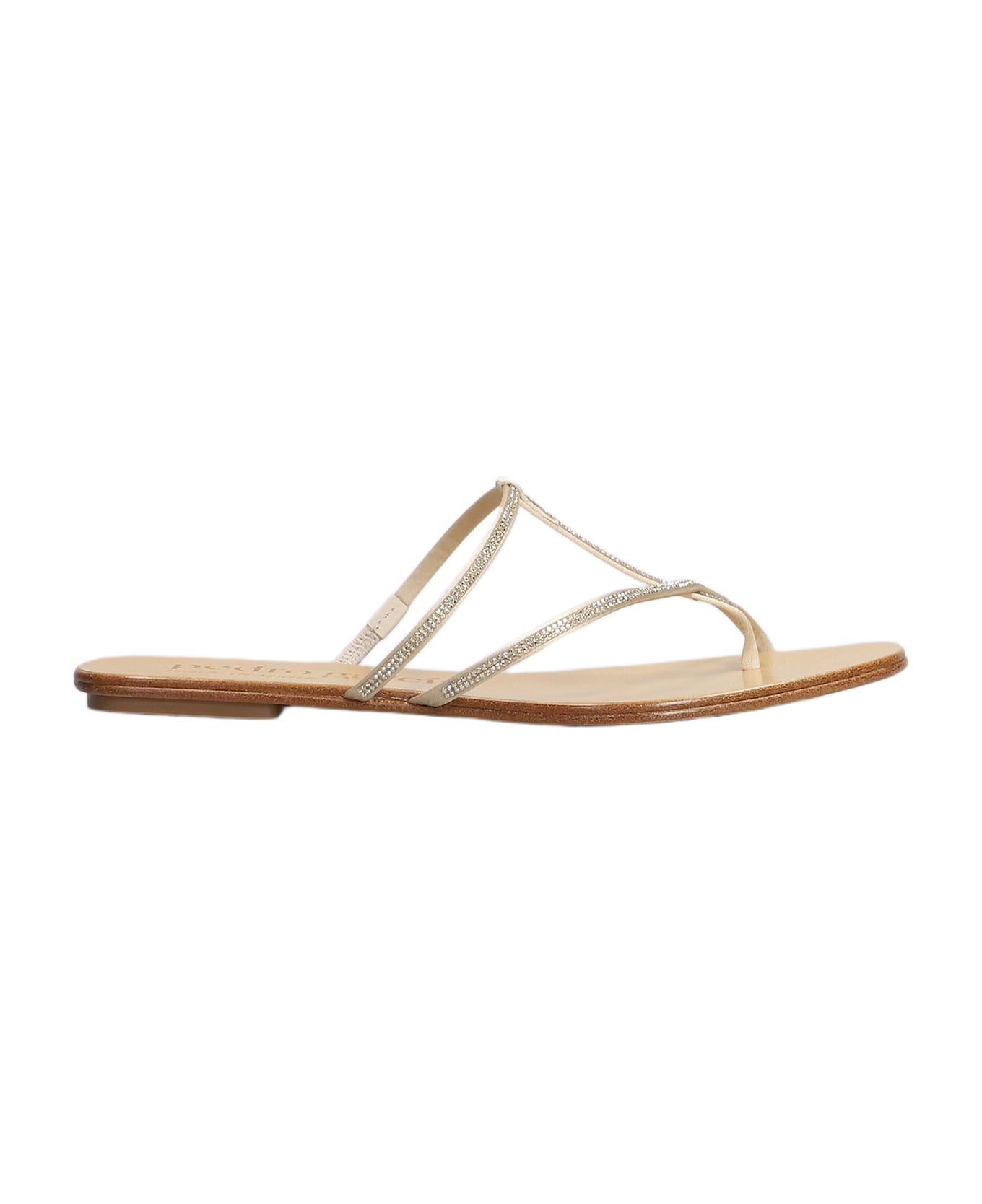 Pedro Garcia Estee Flats In Beige Satin - beige