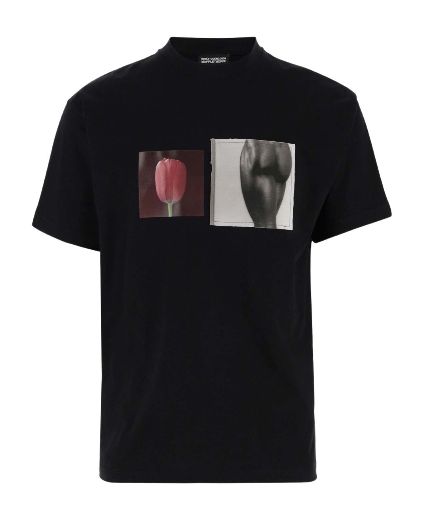 Honey Fucking Dijon Cotton T-shirt With Graphic Pattern - Black シャツ
