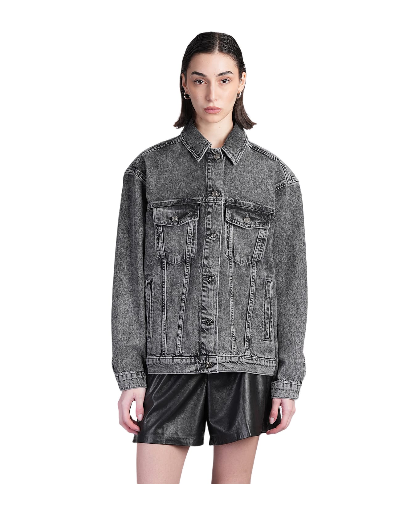 Anine Bing Rory Denim Jackets In Grey Cotton - grey