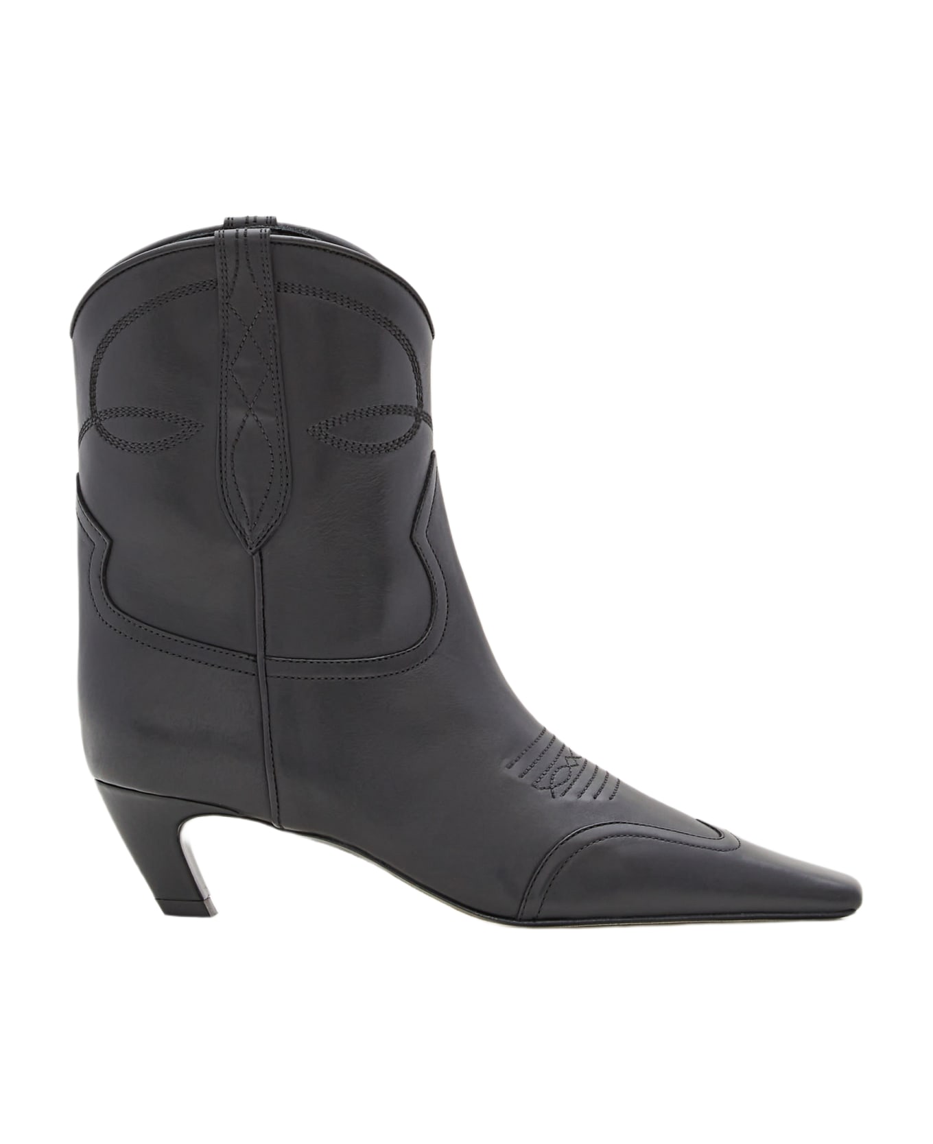 Khaite 45mm Nevada Leather Ankle Boots - Black