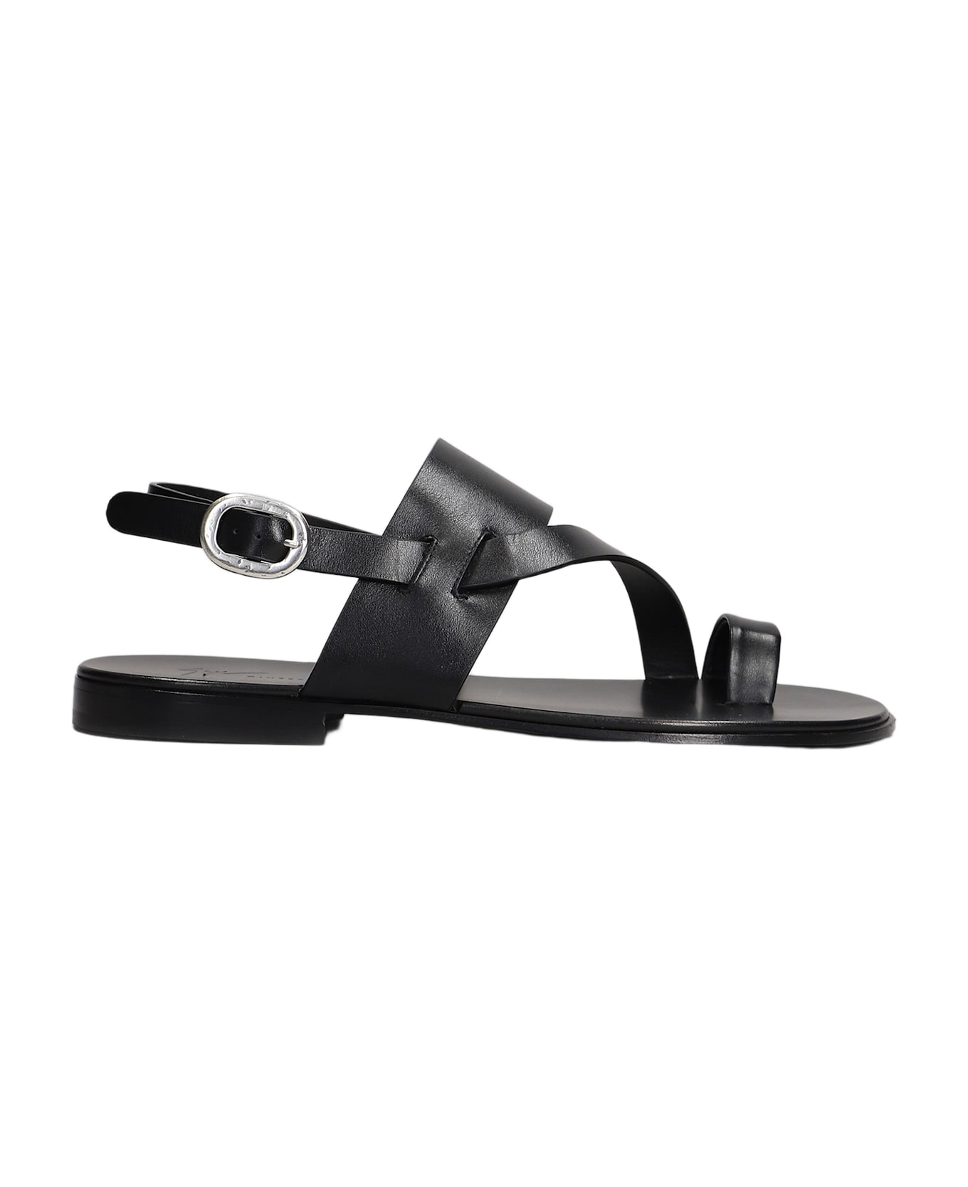 Giuseppe Zanotti Flats In Black Leather - black