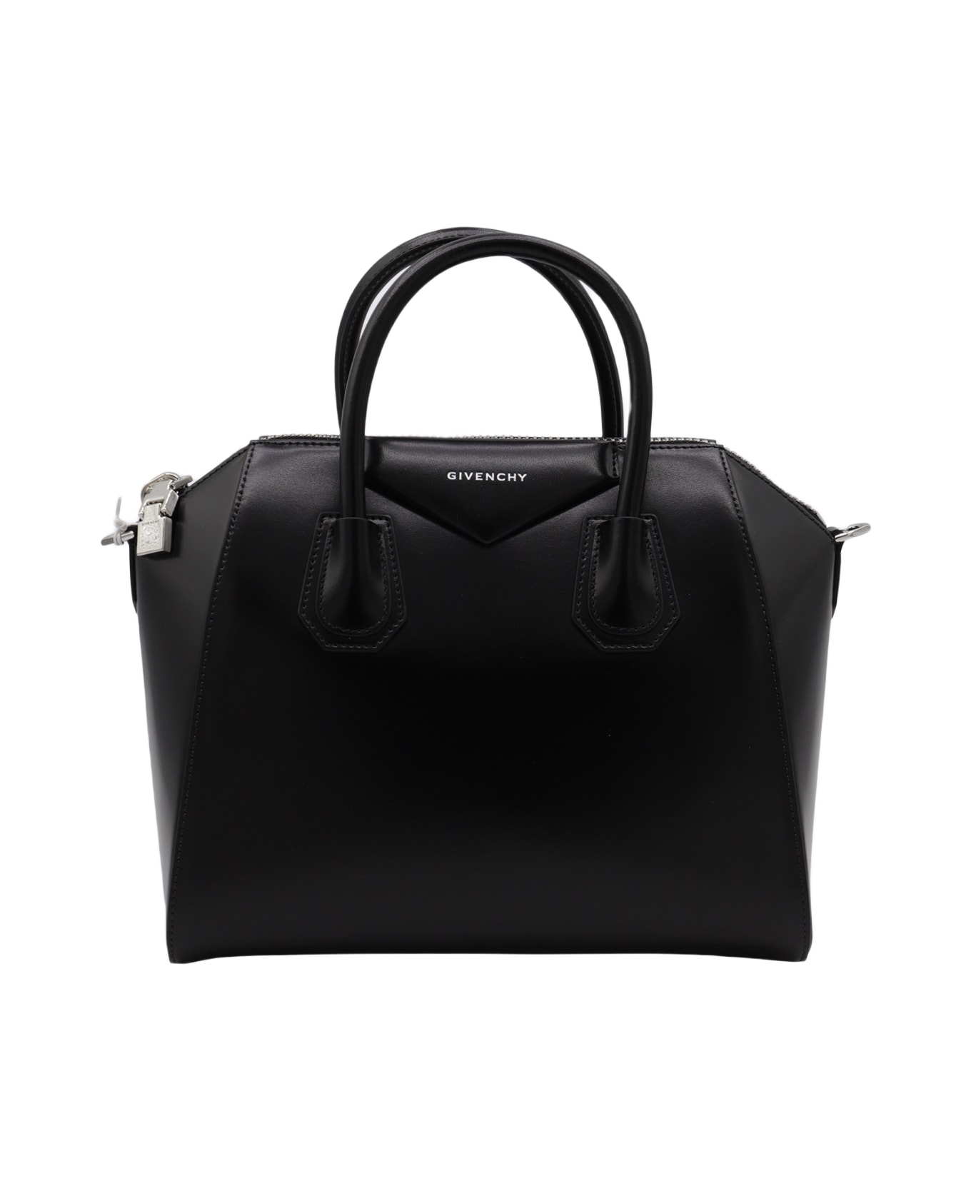 Givenchy Black Leather Antigona Small Top Handle Bag - Black