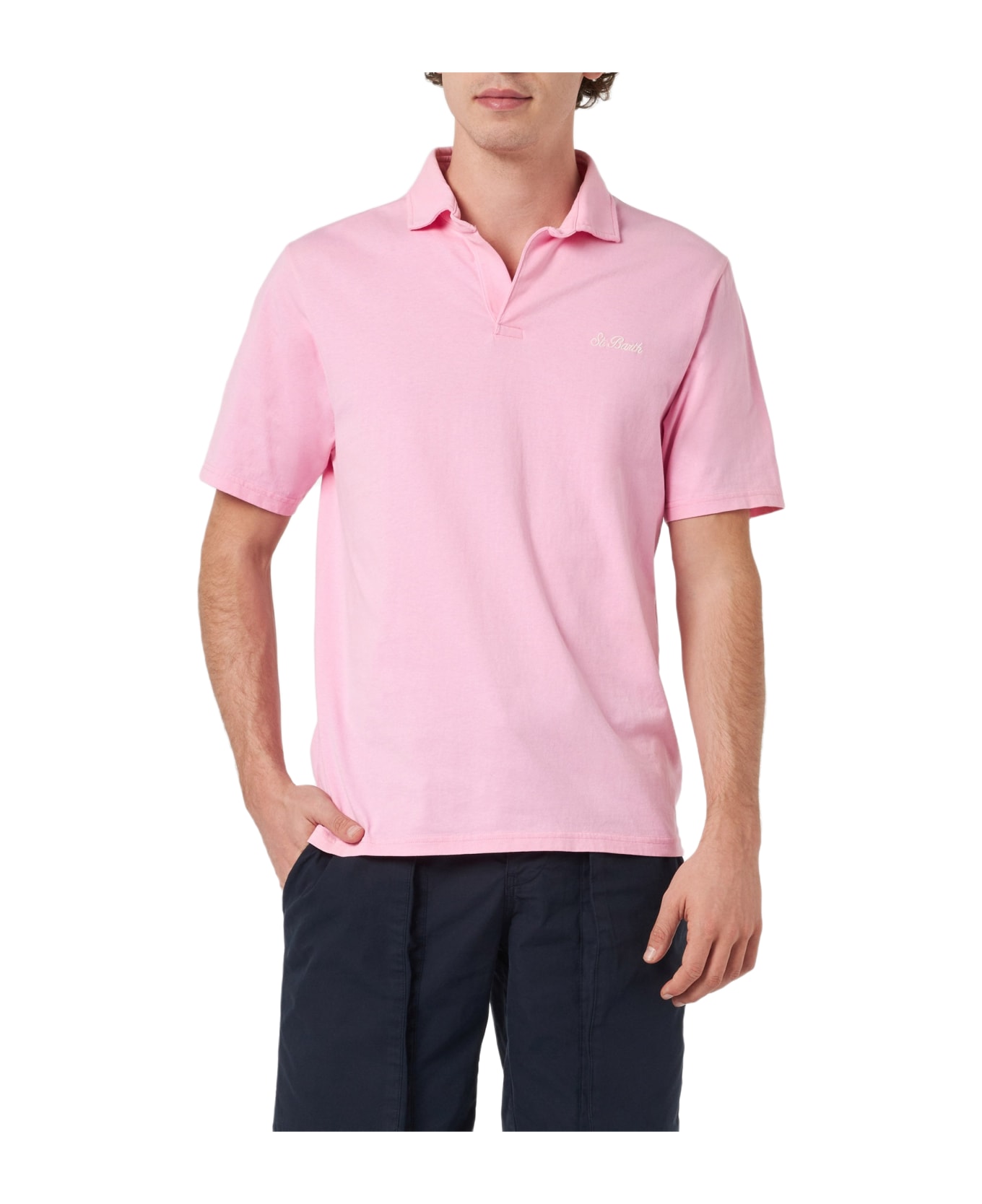 MC2 Saint Barth Man Pink Cotton Jersey Polo Shirt Brighton - PINK