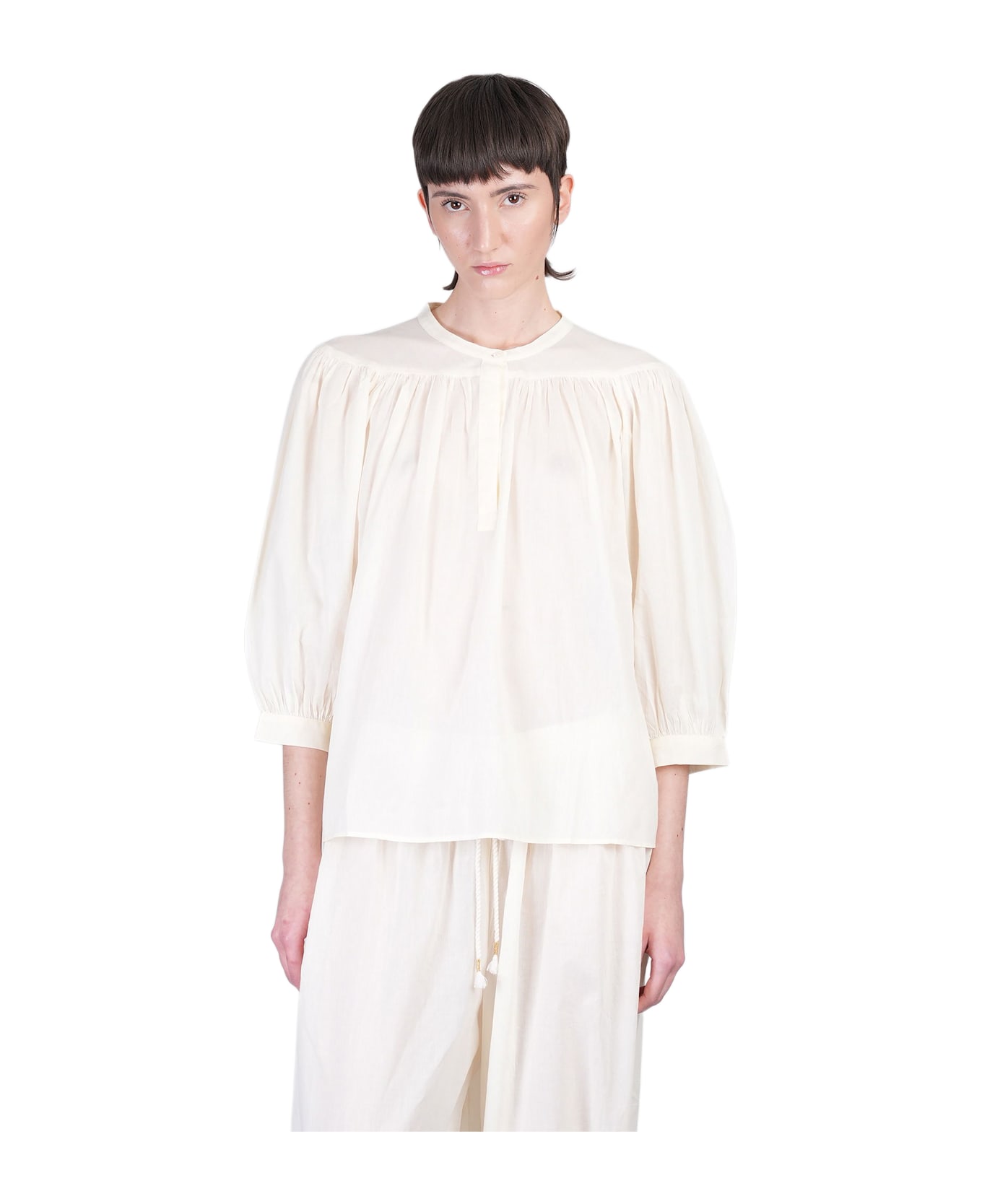 Antik Batik Mirabel Blouse In Beige Cotton - beige