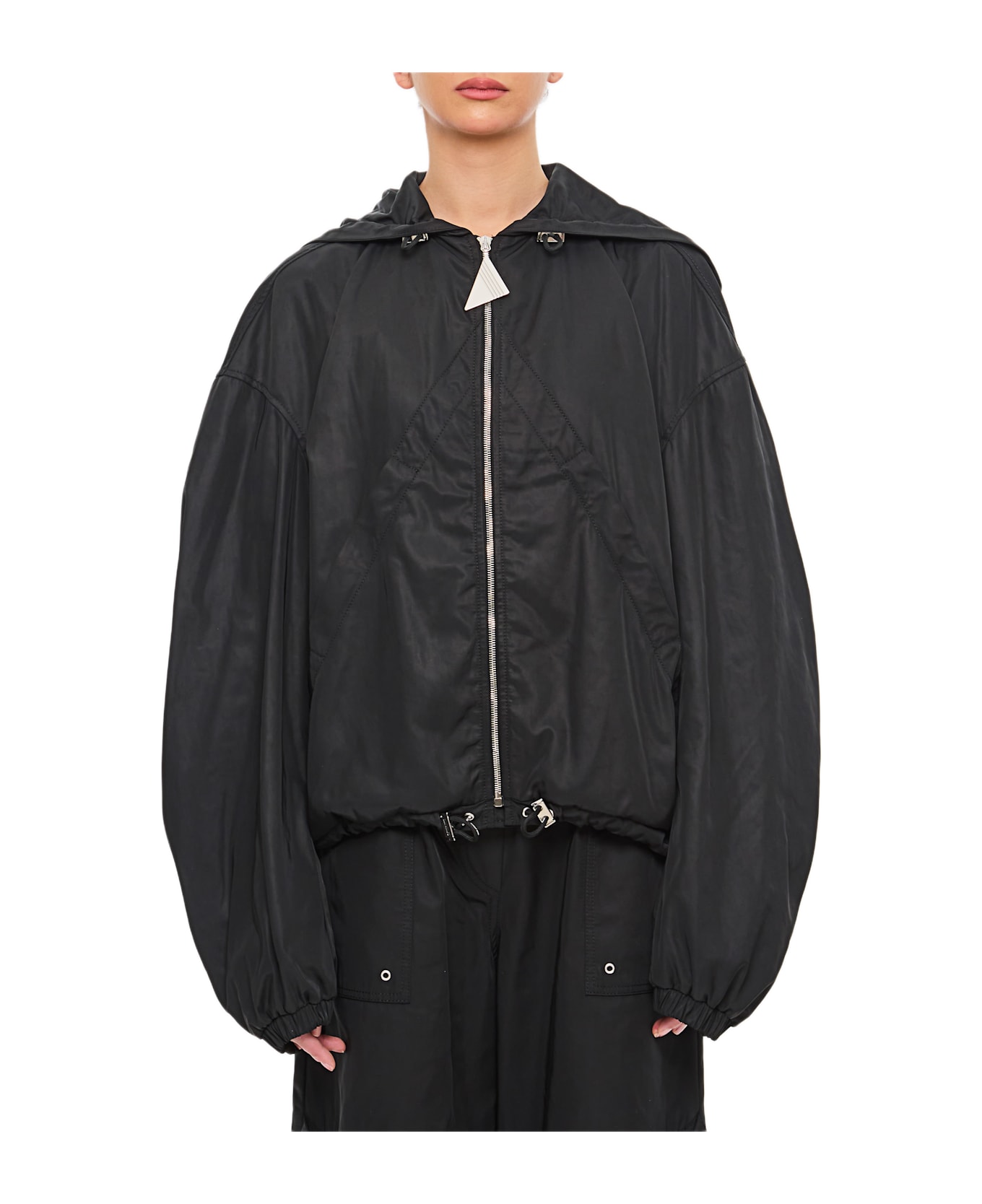 The Attico Nylon Bomber Jacket - Black