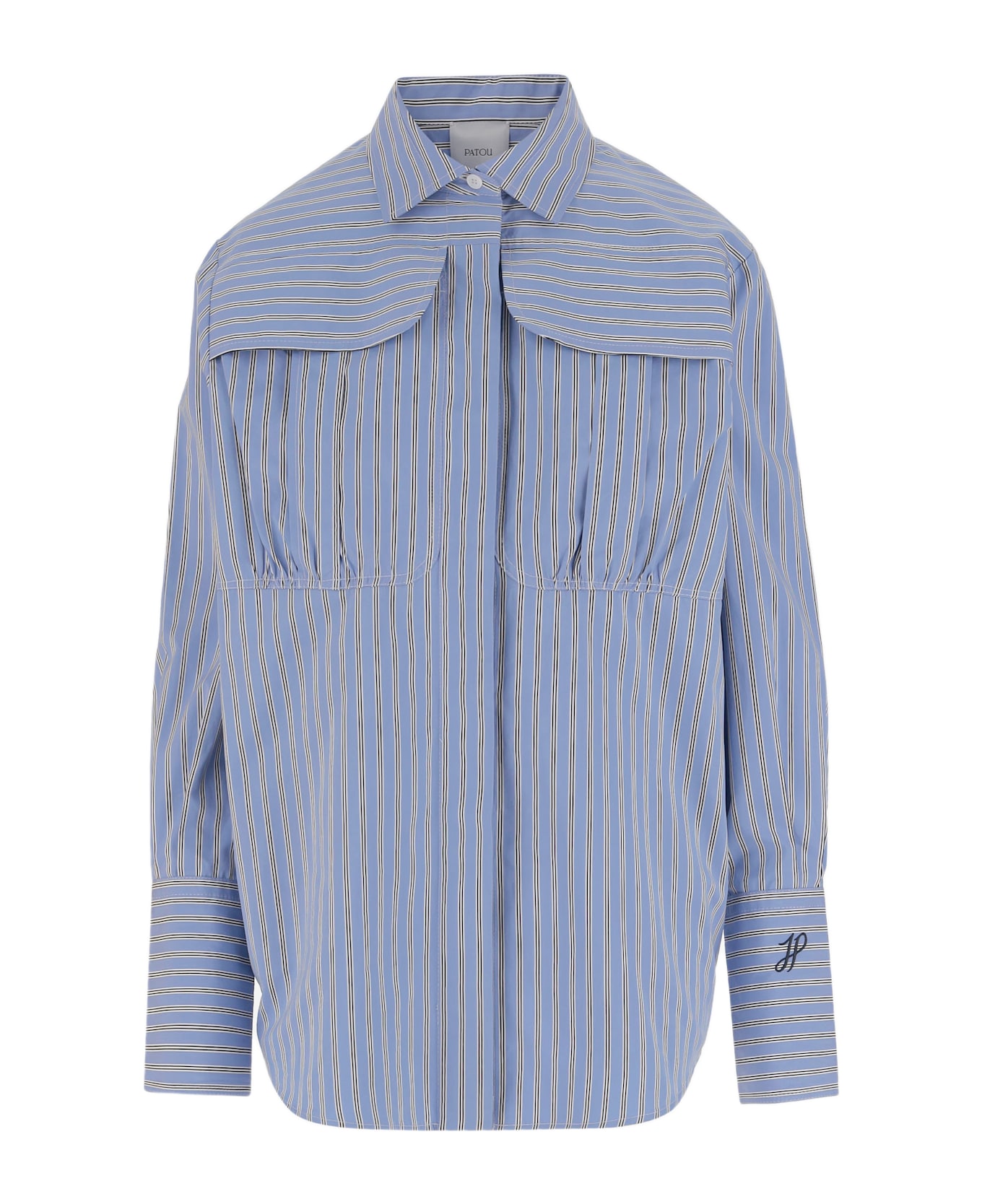 Patou Cotton Shirt With Striped Pattern - Blue