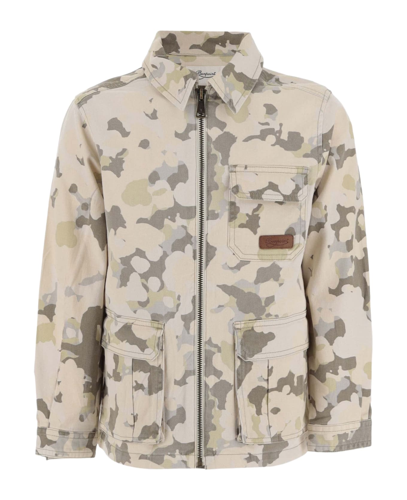 Bonpoint Stretch Cotton Jacket With Camo Pattern - Red