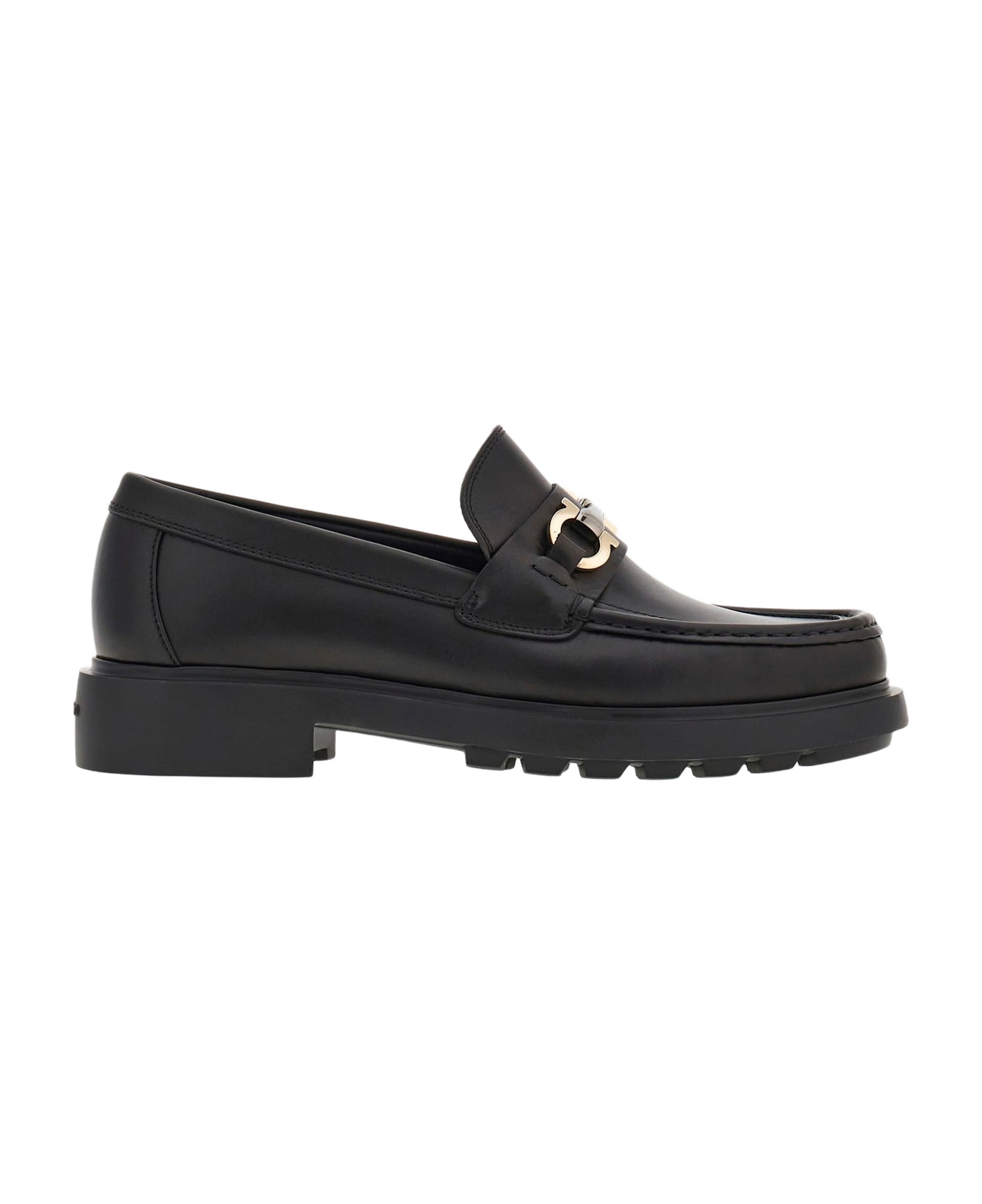 Ferragamo Gancini Embellished Loafers - Black
