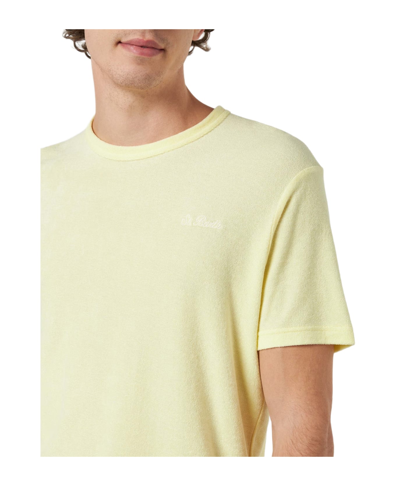 MC2 Saint Barth Man Yellow Terry T-shirt Gary With St. Barth Embroidery - YELLOW