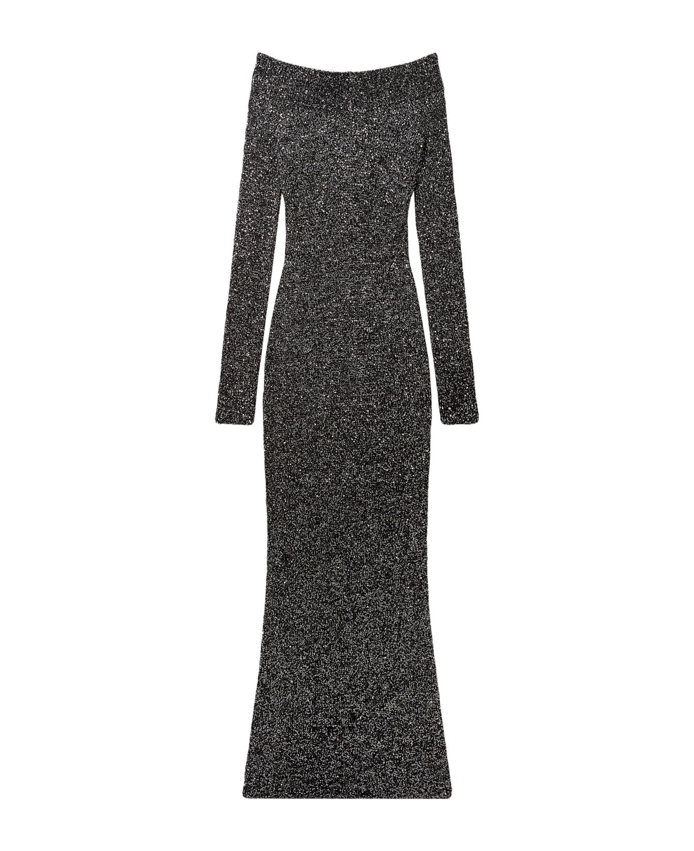 Stella McCartney Long Off-shoulder Dress With Sequins - Black