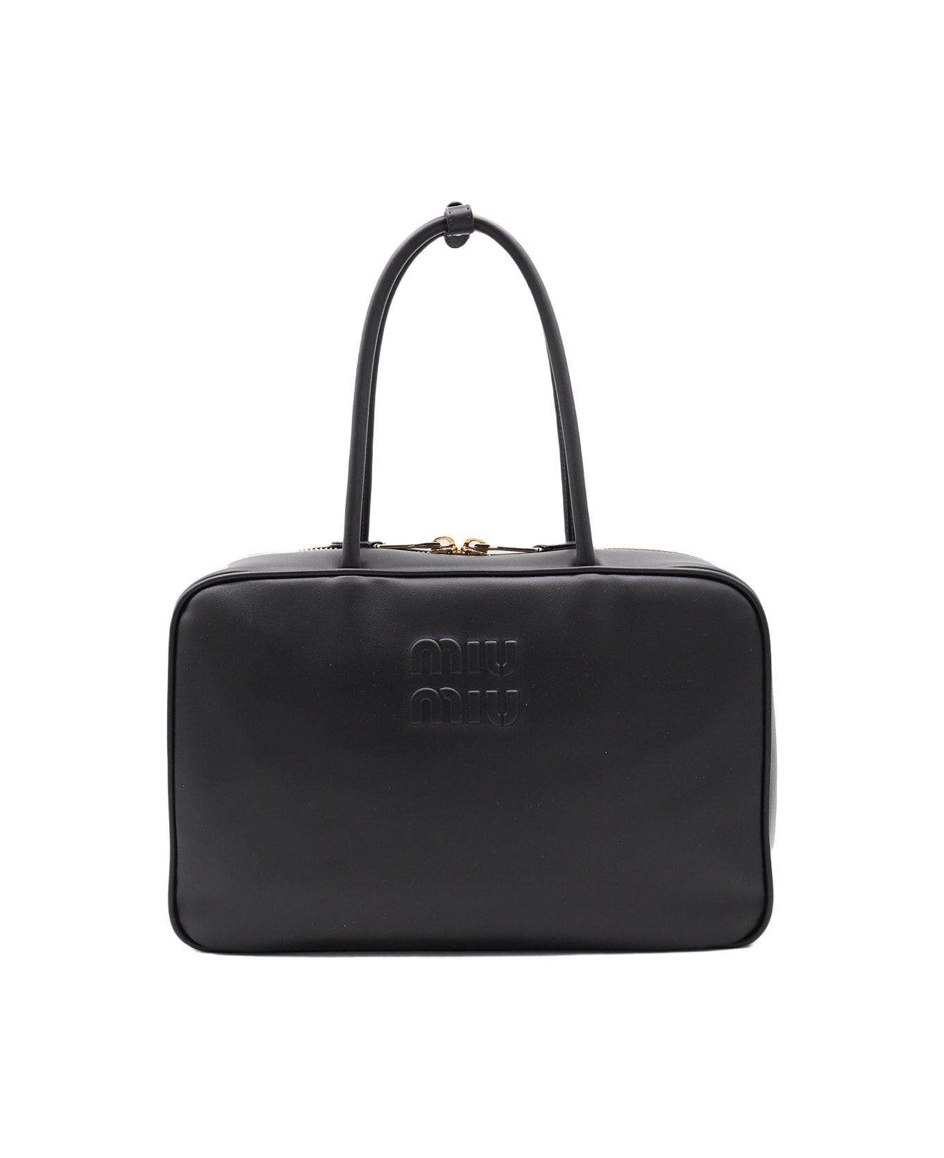 Miu Miu Black Leather Beau Top Handle Bag - Black