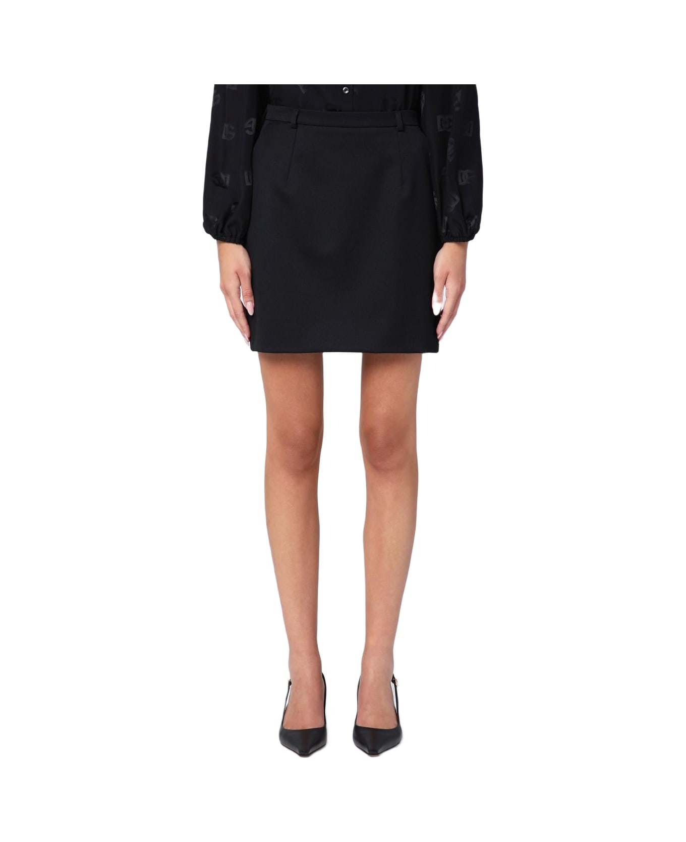 Dolce & Gabbana Black Virgin Wool Miniskirt | italist
