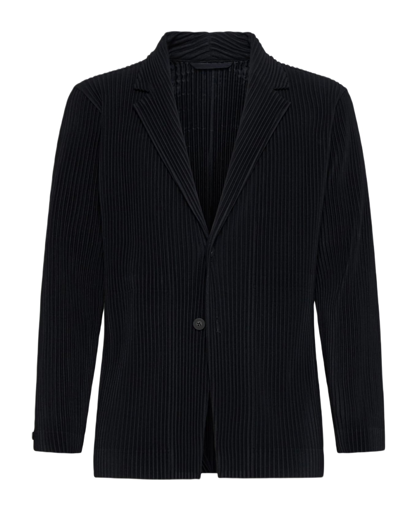 Homme Plissé Issey Miyake Pleated Fabric Single-breasted Blazer - Black