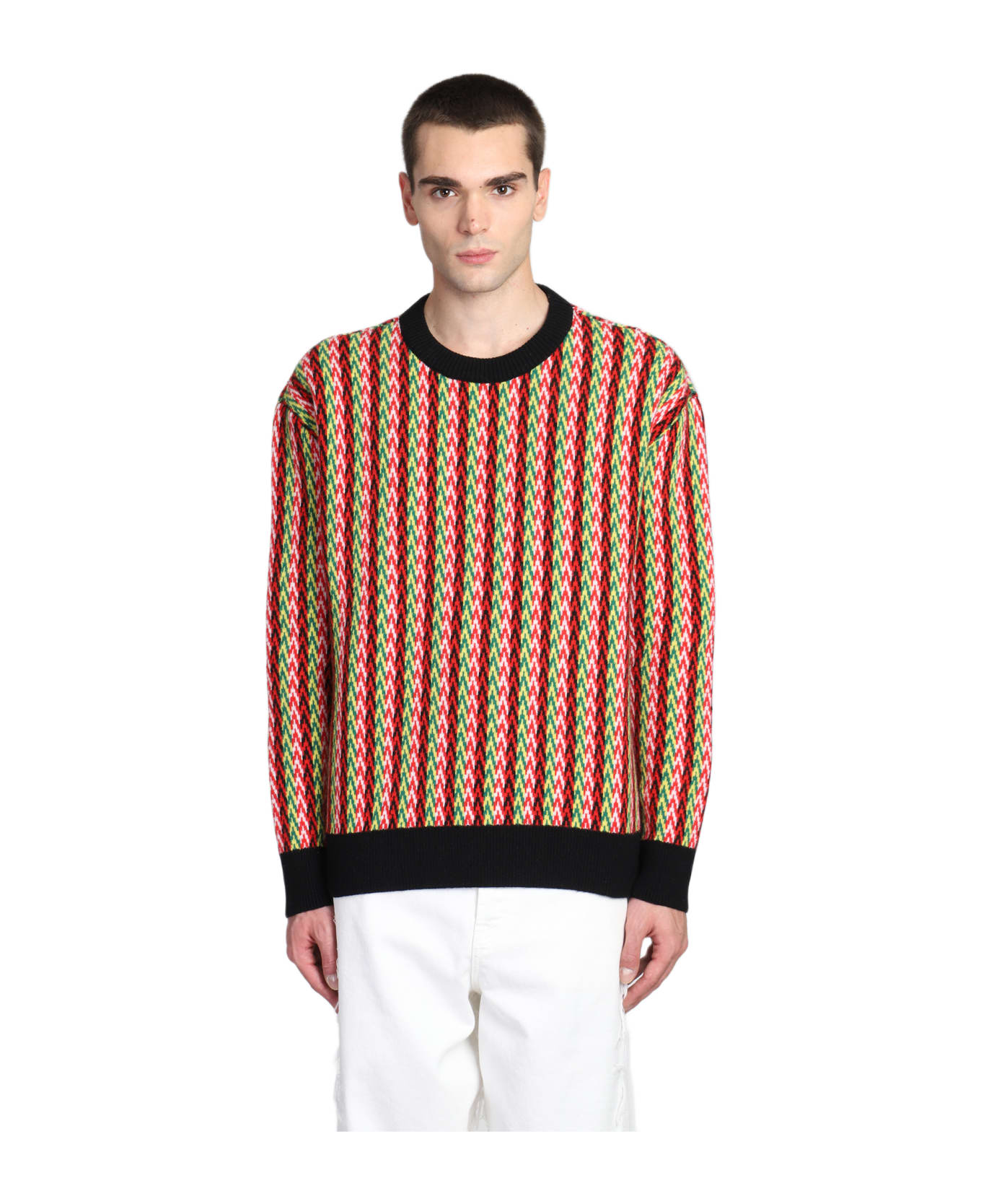 Lanvin Sweater With Multicolored Chevron Motif - Multicolour