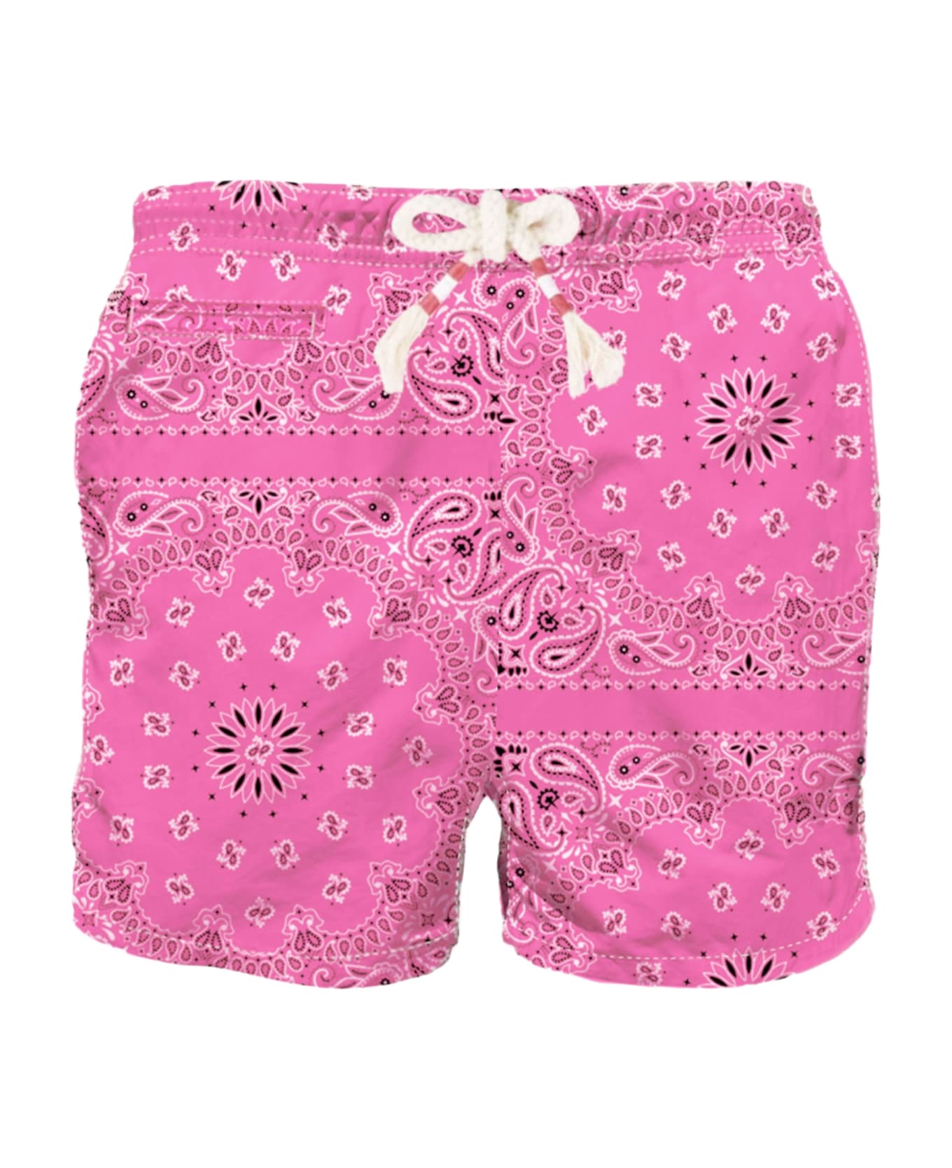 MC2 Saint Barth Man Swim Shorts With Pink Bandanna Print - ROSA FLUO