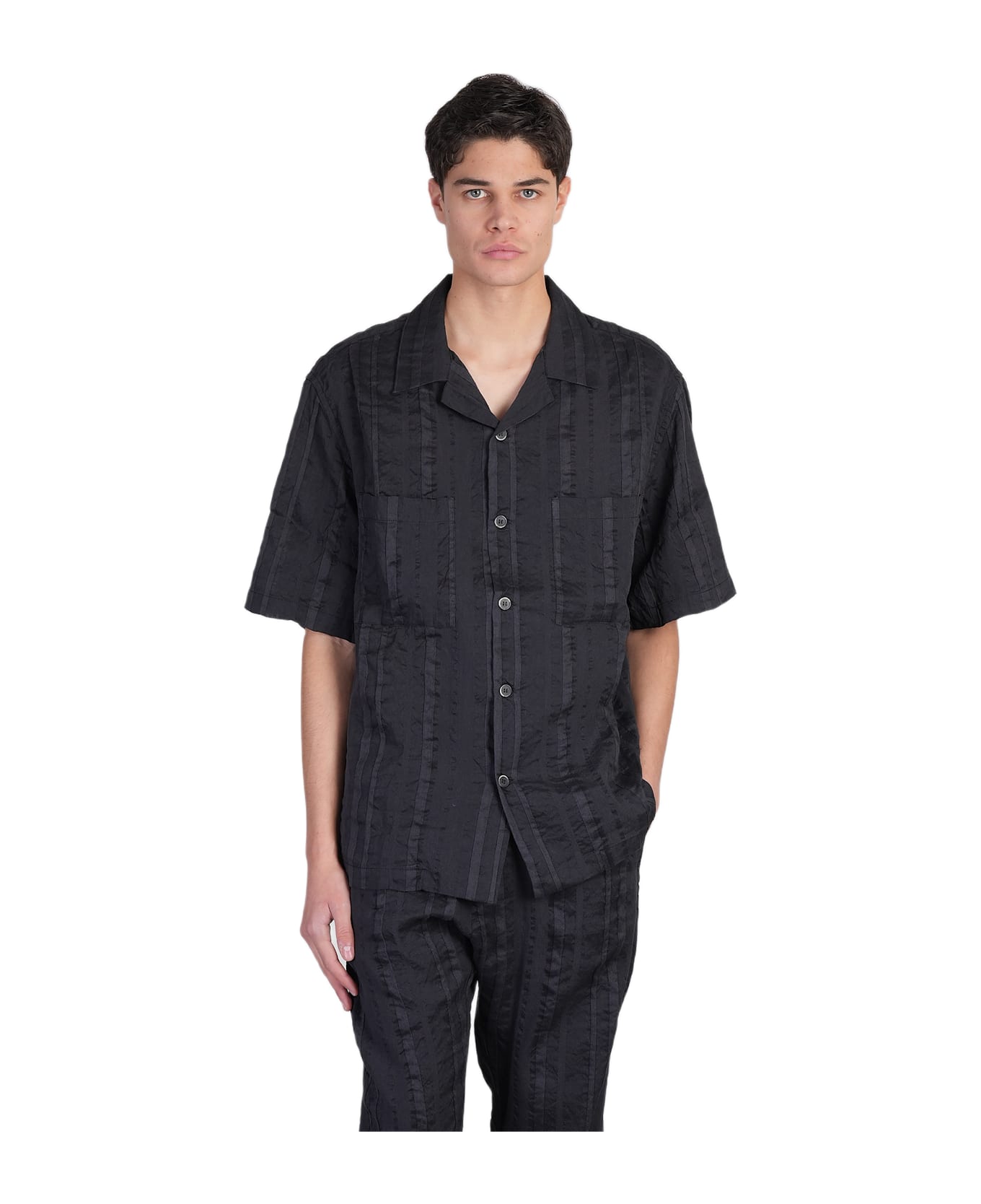 Barena Solana Shirt In Black Linen - black