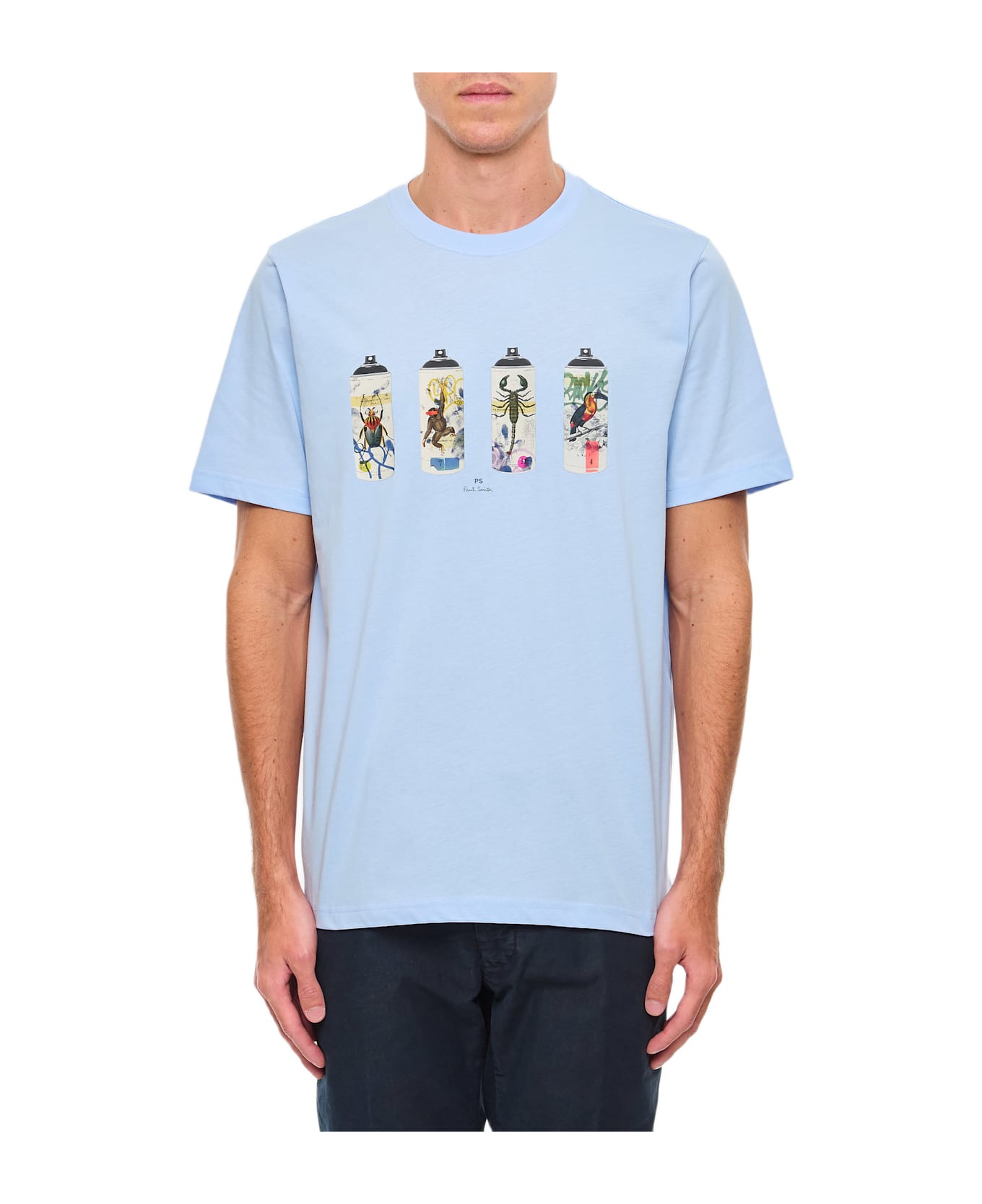 Paul Smith Light Blue Spray Cans Print T-shirt - Clear Blue