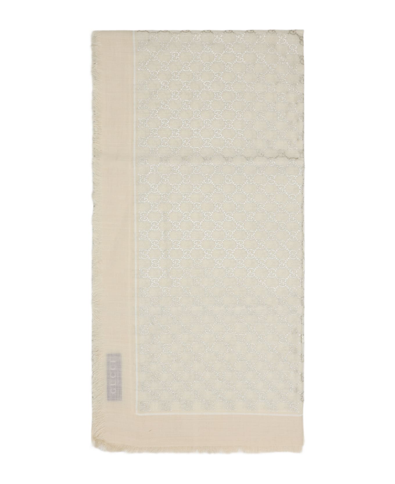 Gucci Embroidered Wool Scarf - WHITE IVORY