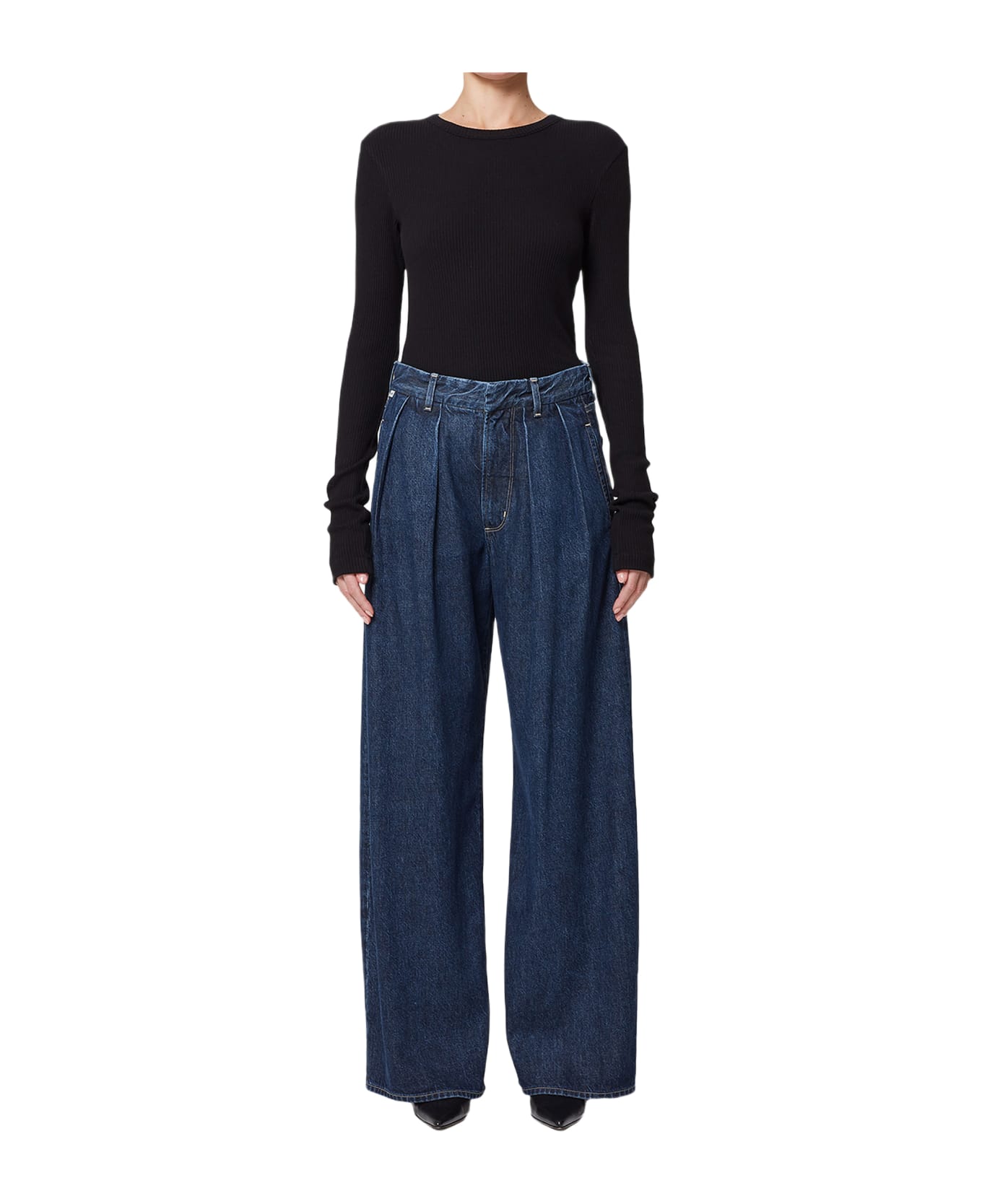 Citizens of Humanity Petra Pleated Denim Pants - Blue